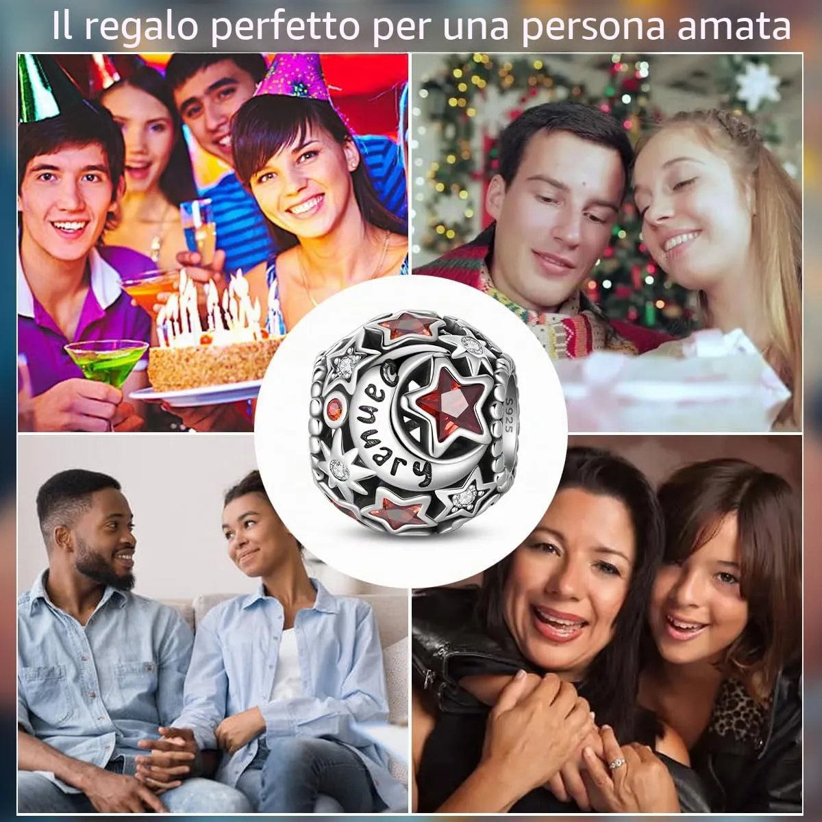KUNSIR Ciondolo in Argento Sterling 925 con Cubic Zirconia, Compatibile con Braccialetti e Collane Pandora e Europei - immagine 6
