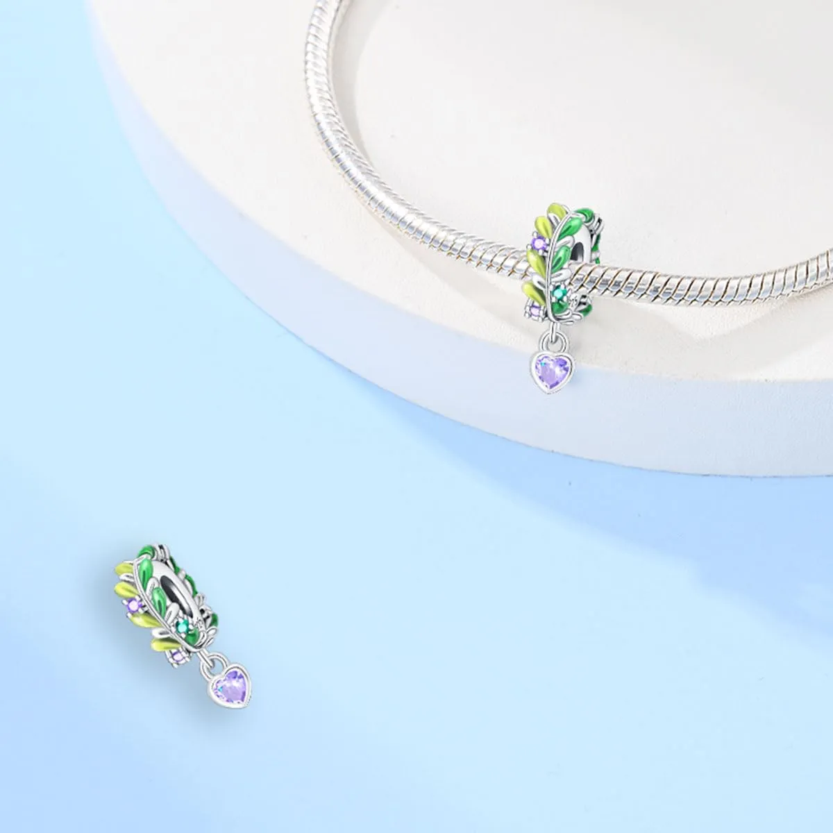 KUNSIR Ciondolo in Argento Sterling 925 con Cubic Zirconia per Braccialetti e Collane Europei - immagine 2