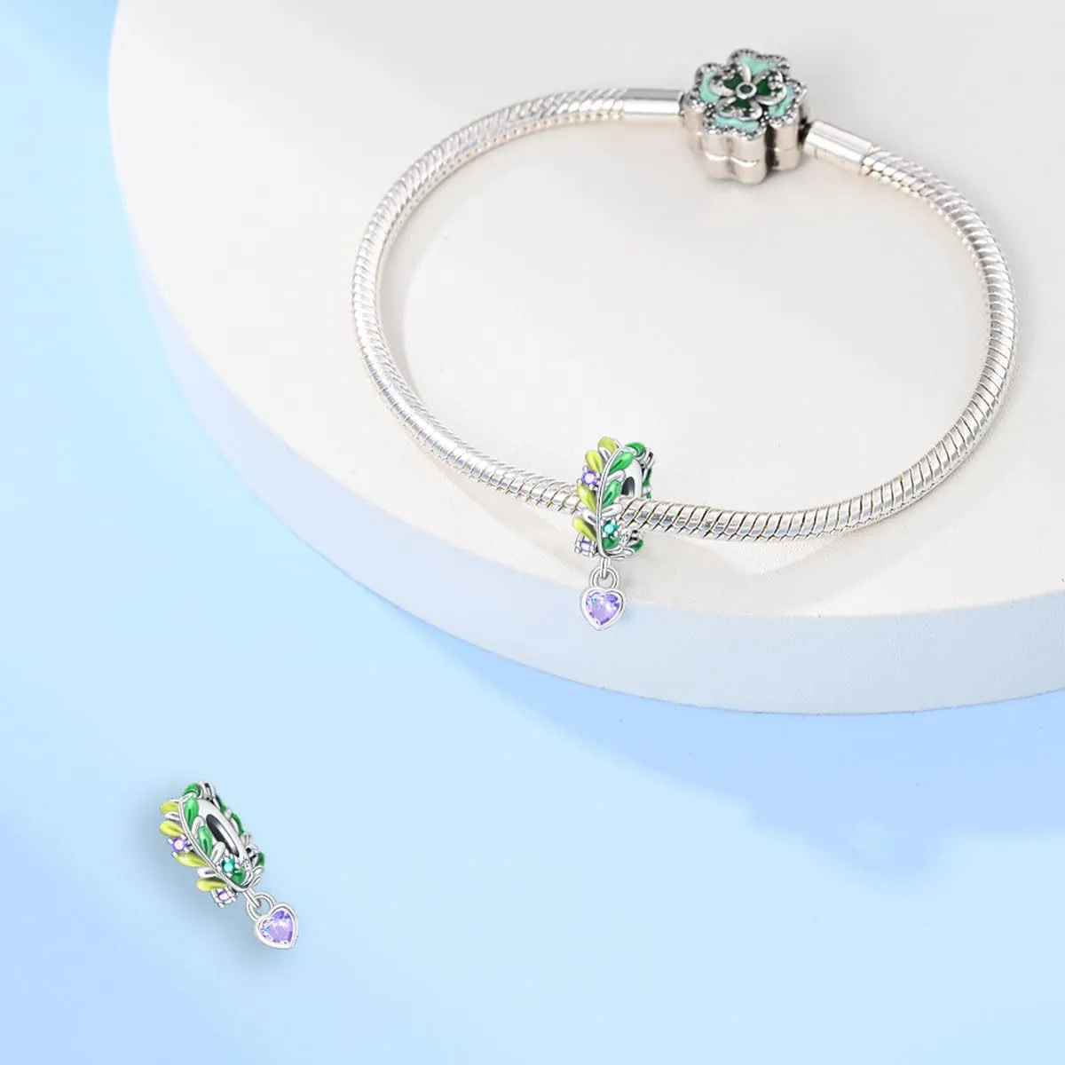 KUNSIR Ciondolo in Argento Sterling 925 con Cubic Zirconia per Braccialetti e Collane Europei - immagine 3