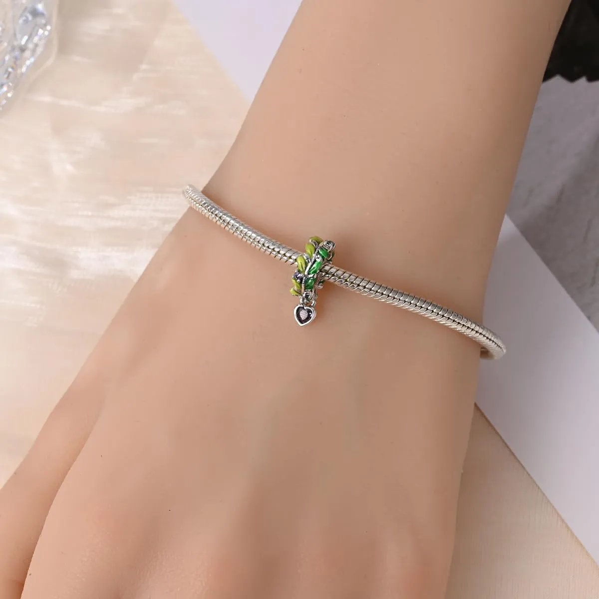 KUNSIR Ciondolo in Argento Sterling 925 con Cubic Zirconia per Braccialetti e Collane Europei - immagine 4