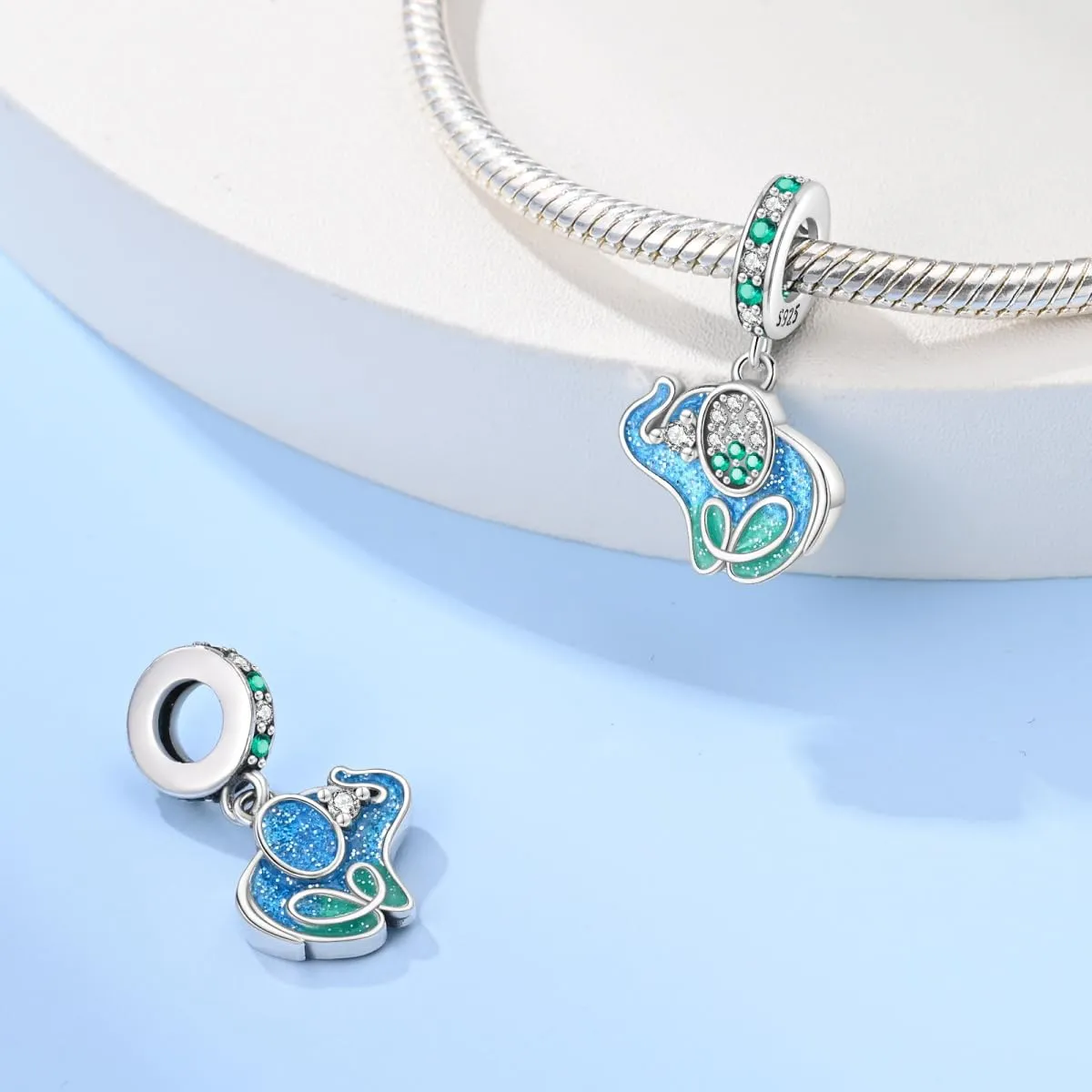 KUNSIR Bead Charm in Argento Sterling 925 con Cubic Zirconia per Braccialetti e Collane Europei - immagine 2