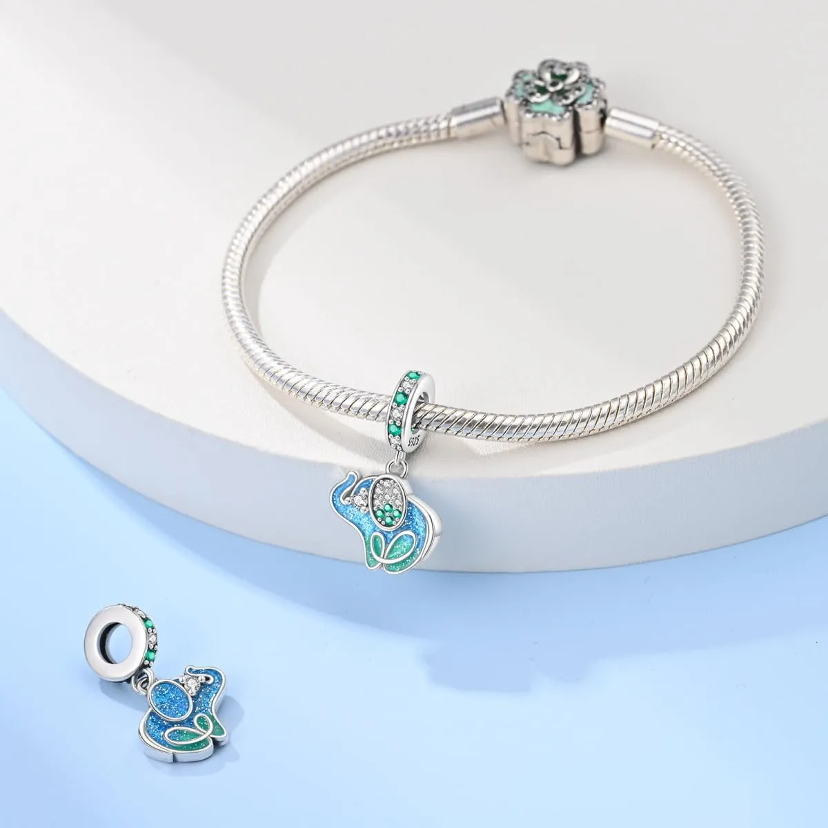KUNSIR Bead Charm in Argento Sterling 925 con Cubic Zirconia per Braccialetti e Collane Europei - immagine 3