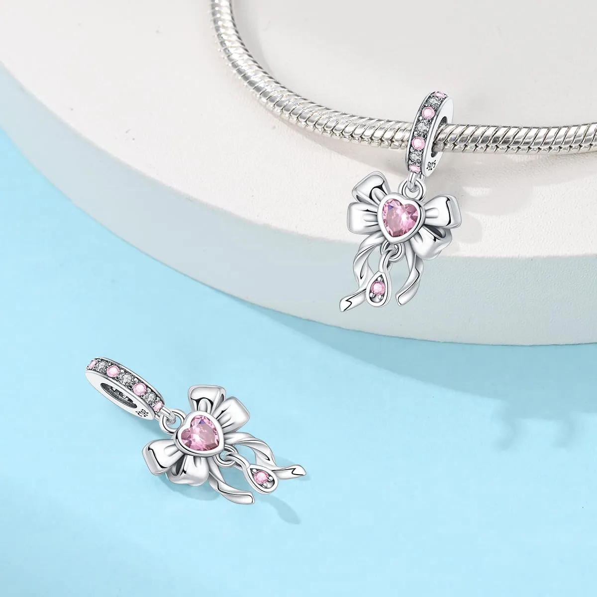 KUNSIR Bead Charm in Argento Sterling 925 con Cubic Zirconia per Braccialetti e Collane Europei - immagine 2