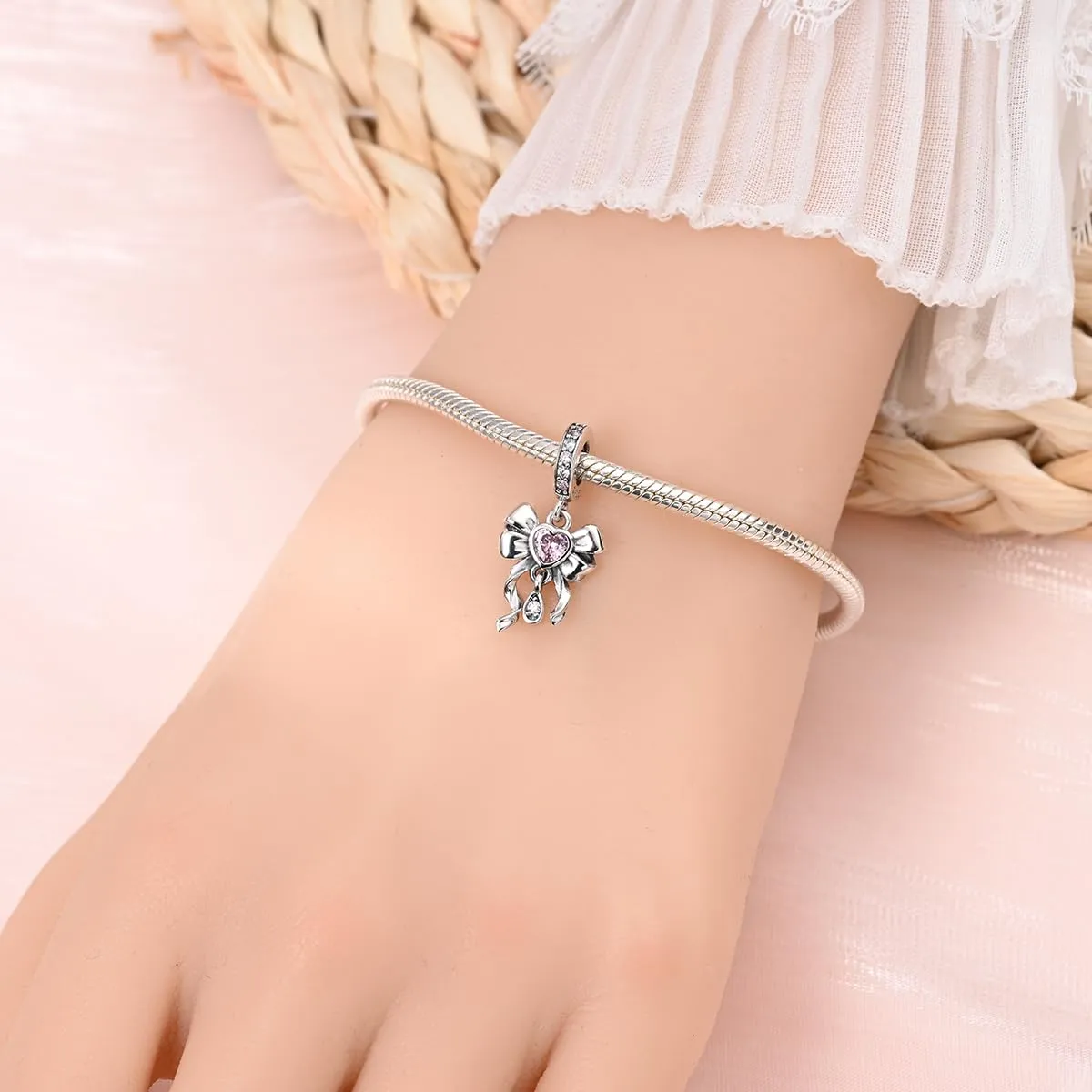 KUNSIR Bead Charm in Argento Sterling 925 con Cubic Zirconia per Braccialetti e Collane Europei - immagine 4
