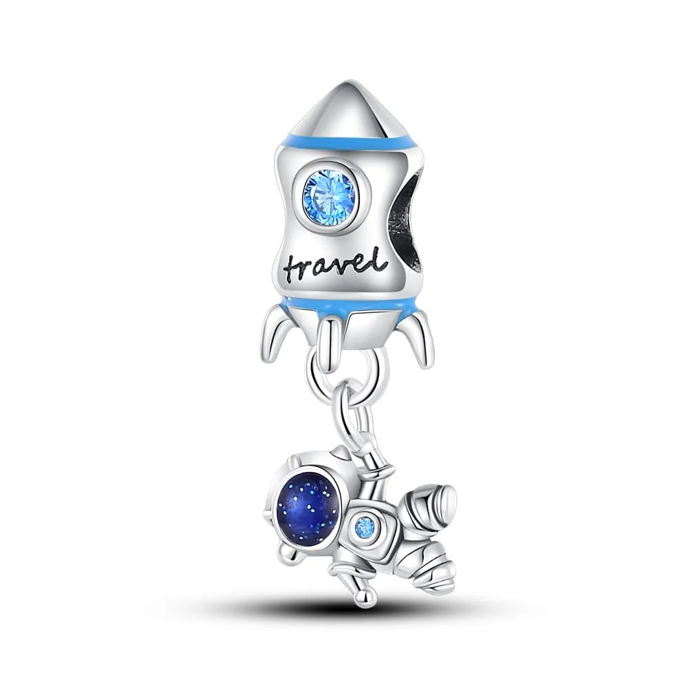KUNSIR Bead Charm in Argento Sterling 925 con Cubic Zirconia, Compatibile con Braccialetti e Collane Europei - immagine 1