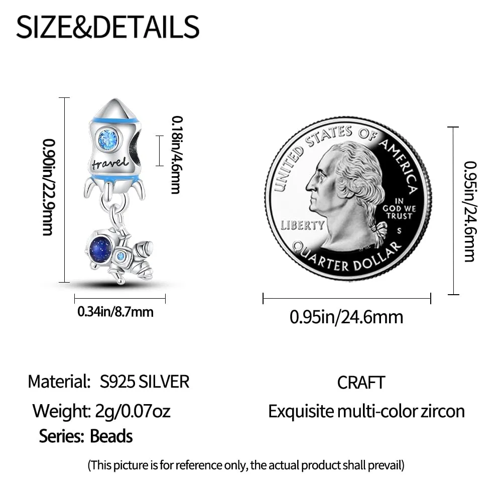KUNSIR Bead Charm in Argento Sterling 925 con Cubic Zirconia, Compatibile con Braccialetti e Collane Europei - immagine 5