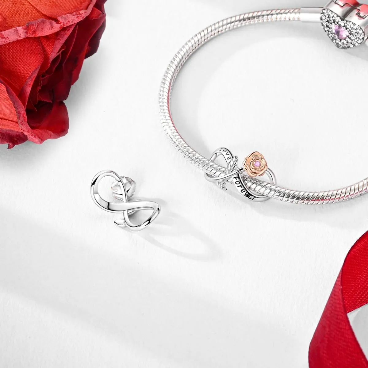 LNQOBU Charm Madre e Figlia Mum Sister in Argento 925 con Zirconi 5A per Braccialetti Pandora - immagine 4