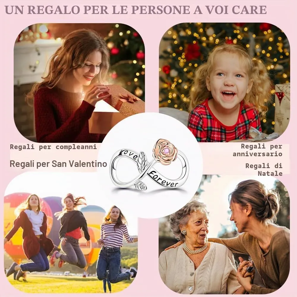 LNQOBU Charm Madre e Figlia Mum Sister in Argento 925 con Zirconi 5A per Braccialetti Pandora - immagine 6