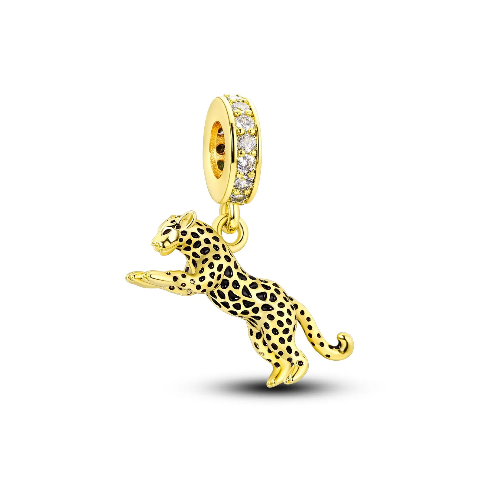 NUJIFFY Ciondole Animale in Argento Sterling 925 Leopardo Dorato Bead Charms - immagine 1