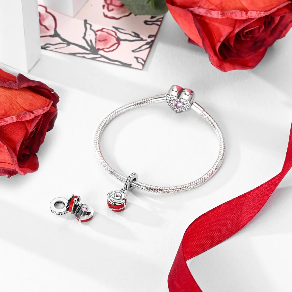 LNQOBU Charm Madre e Figlia Mum Sister in Argento 925 con Zirconi 5A per Braccialetti Pandora - immagine 2