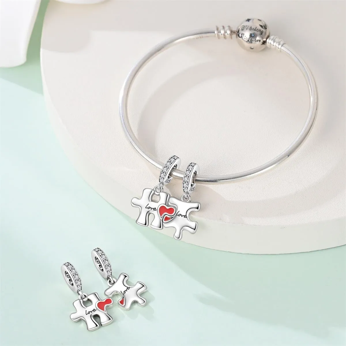 LNQOBU Charm Madre e Figlia Mum Sister in Argento 925 con Zirconi 5A per Braccialetti Pandora - immagine 2
