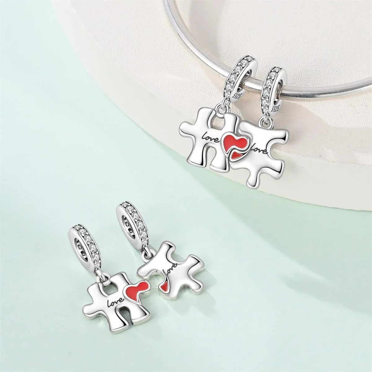 LNQOBU Charm Madre e Figlia Mum Sister in Argento 925 con Zirconi 5A per Braccialetti Pandora - immagine 4