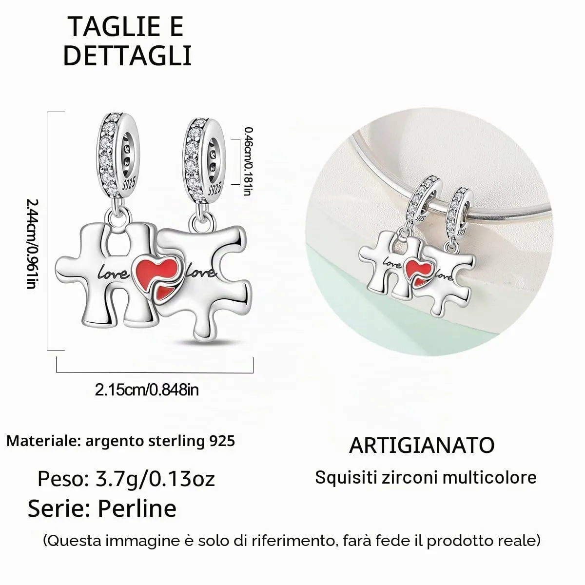 LNQOBU Charm Madre e Figlia Mum Sister in Argento 925 con Zirconi 5A per Braccialetti Pandora - immagine 5