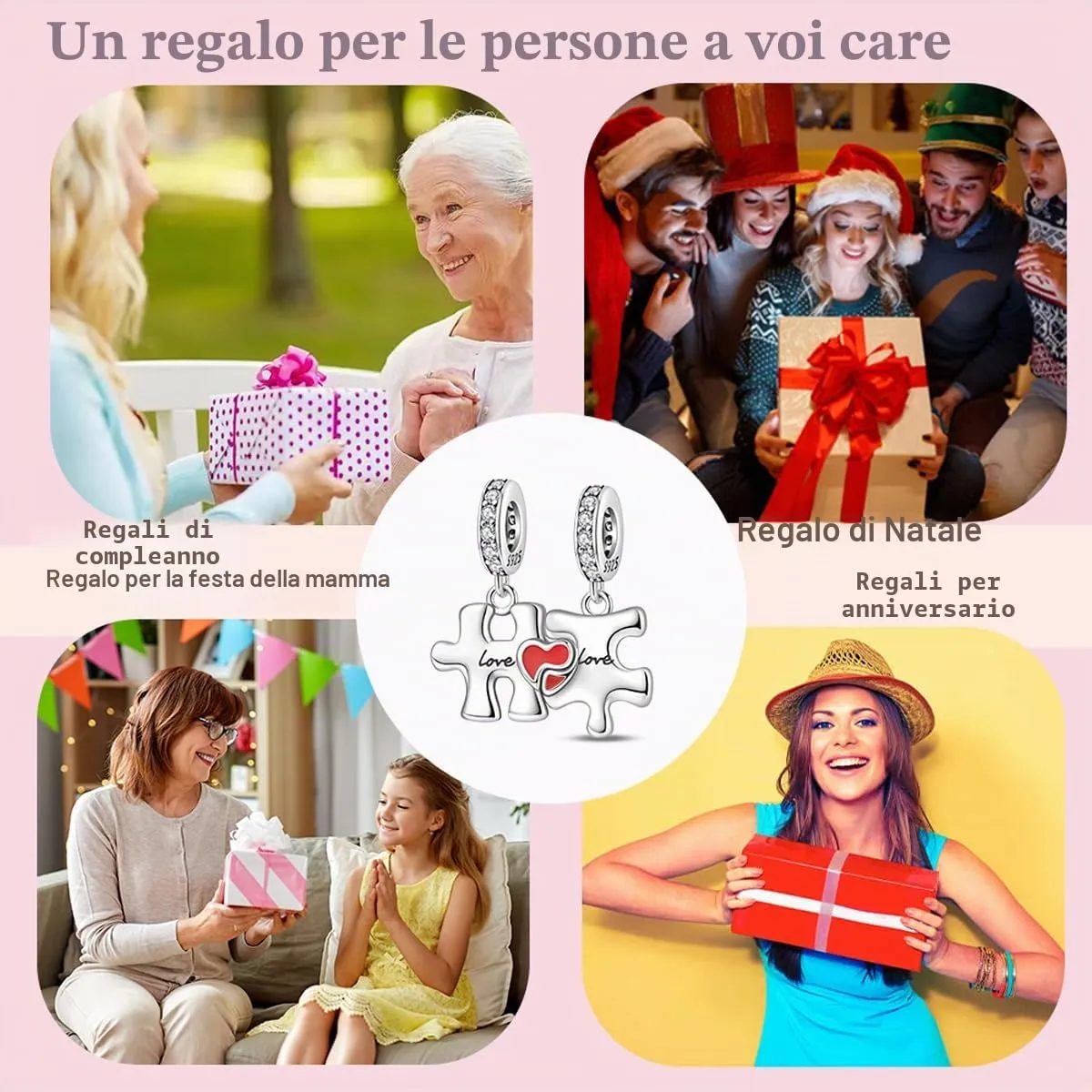 LNQOBU Charm Madre e Figlia Mum Sister in Argento 925 con Zirconi 5A per Braccialetti Pandora - immagine 7