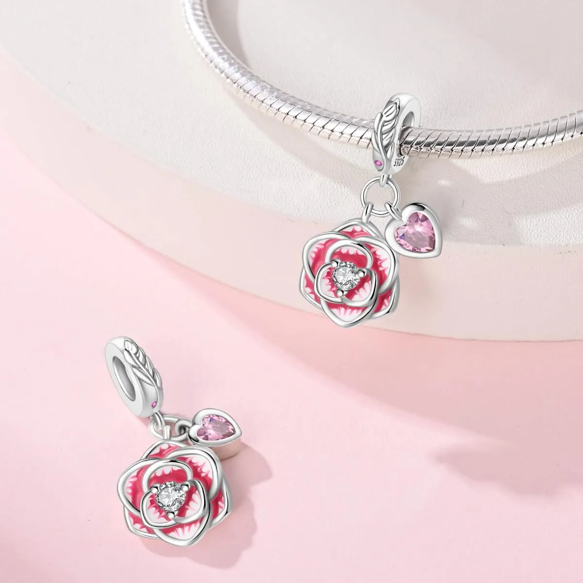 LNQOBU Charm Madre e Figlia Mum Sister in Argento 925 con Zirconi 5A per Braccialetti Pandora - immagine 3