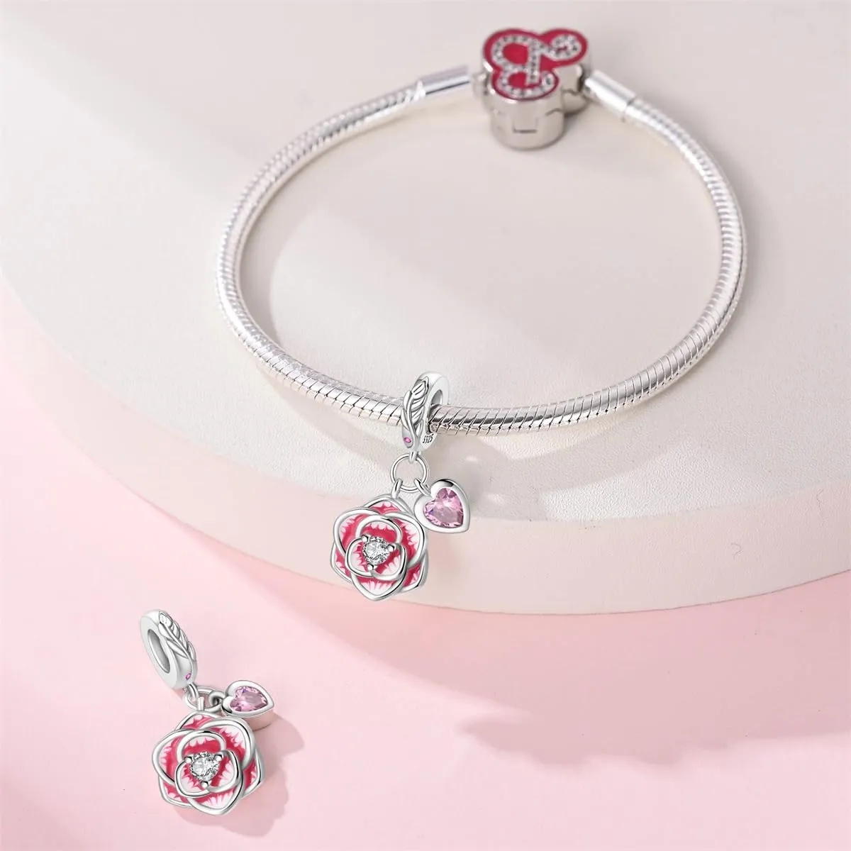 LNQOBU Charm Madre e Figlia Mum Sister in Argento 925 con Zirconi 5A per Braccialetti Pandora - immagine 5