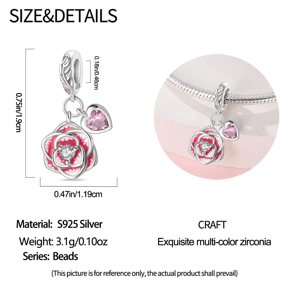 LNQOBU Charm Madre e Figlia Mum Sister in Argento 925 con Zirconi 5A per Braccialetti Pandora - immagine 6
