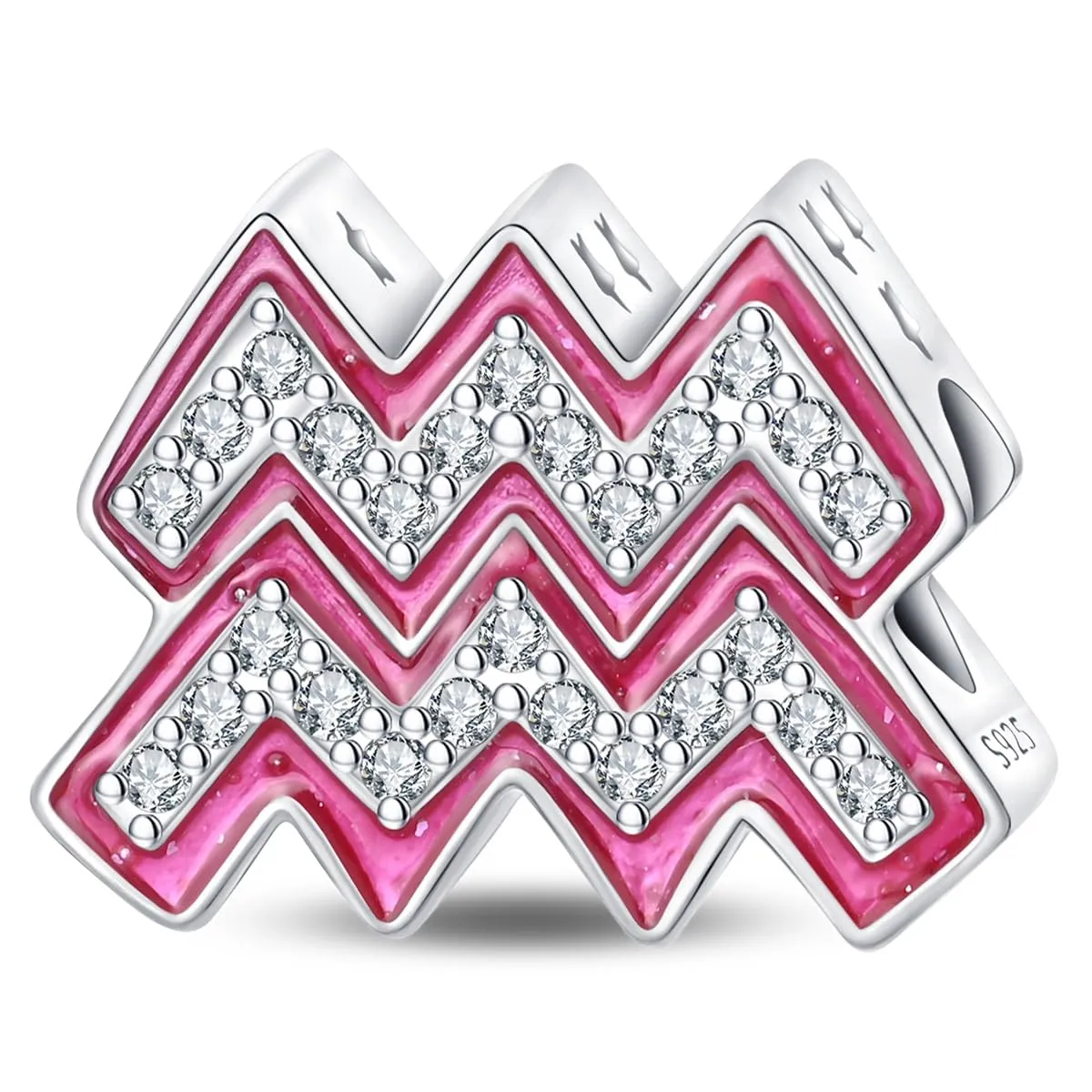 KUNSIR Bead Charm Ciondolo Argento Sterling 925 con Cubic Zirconia per Braccialetti e Collane Europei - immagine 1