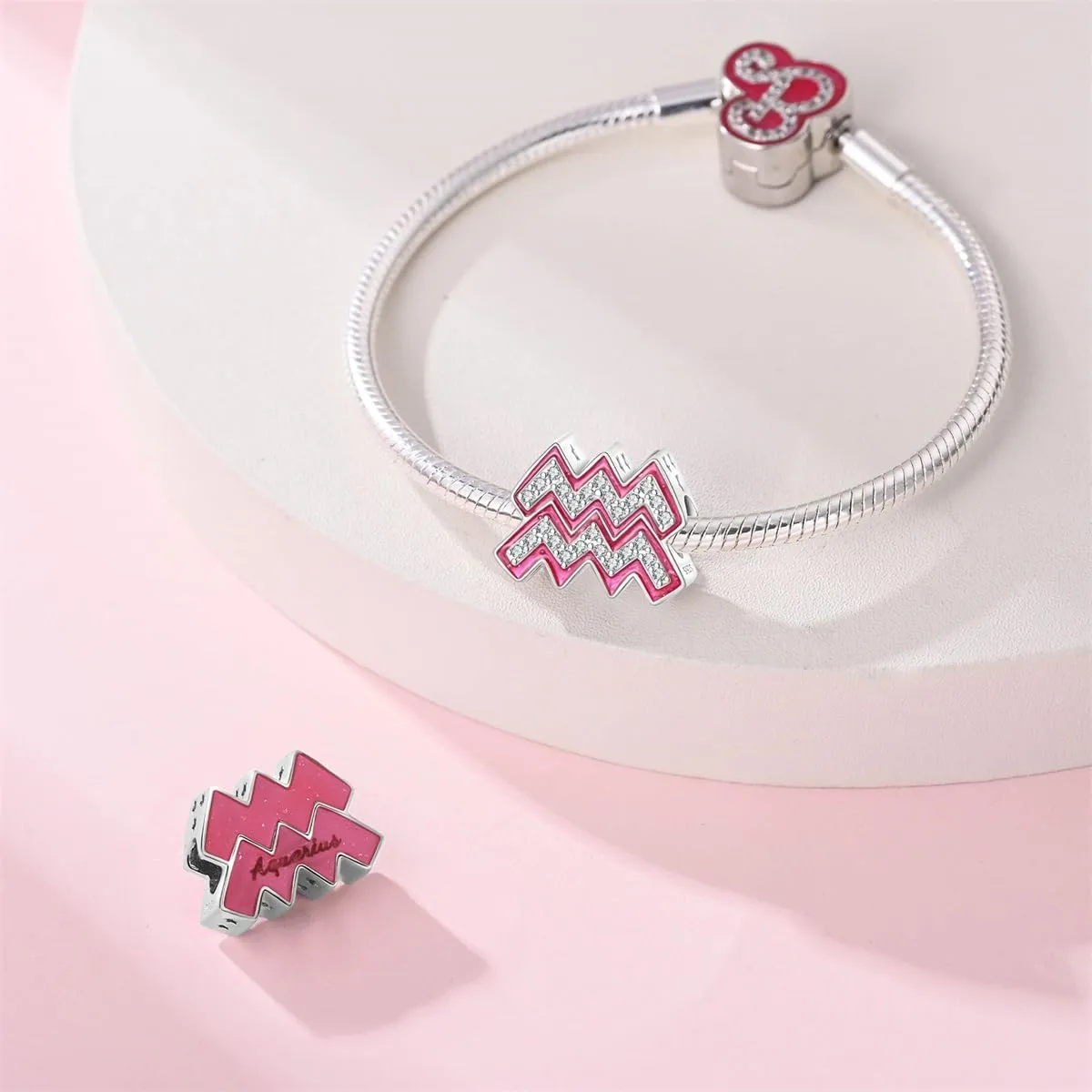 KUNSIR Bead Charm Ciondolo Argento Sterling 925 con Cubic Zirconia per Braccialetti e Collane Europei - immagine 3