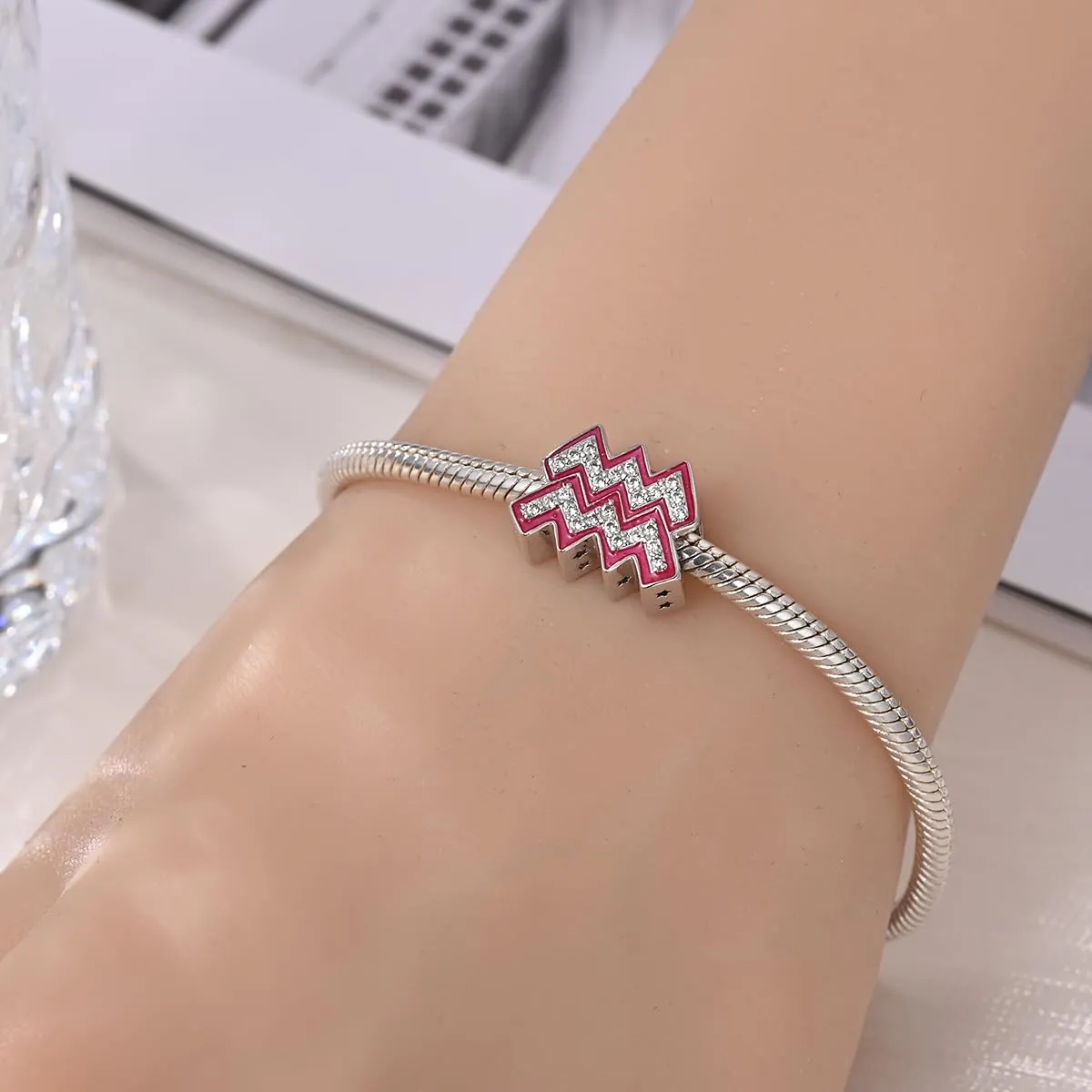 KUNSIR Bead Charm Ciondolo Argento Sterling 925 con Cubic Zirconia per Braccialetti e Collane Europei - immagine 4