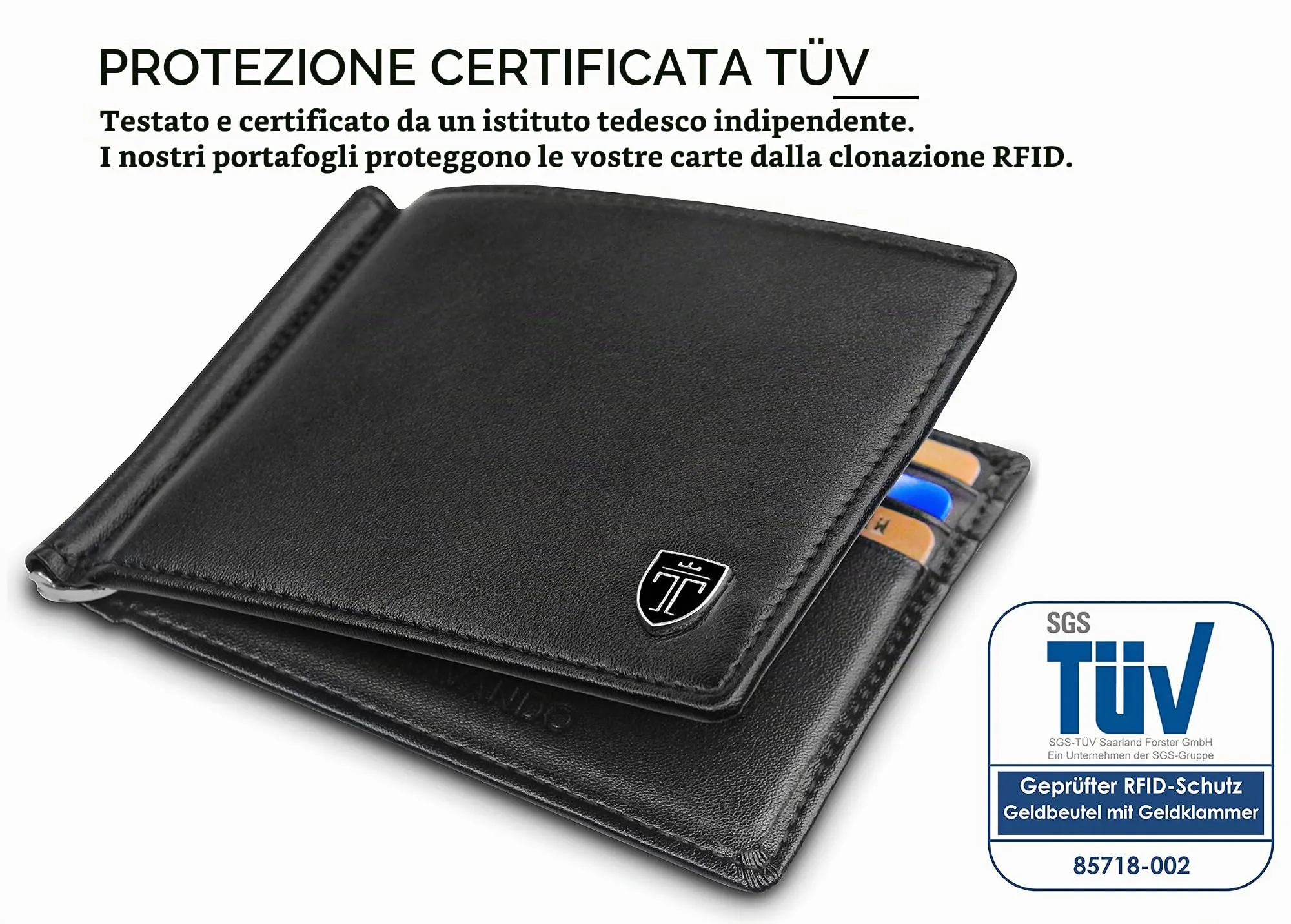 TRAVANDO Vienna Portafoglio Uomo Slim con Protezione RFID e Clip per Contanti - immagine 3
