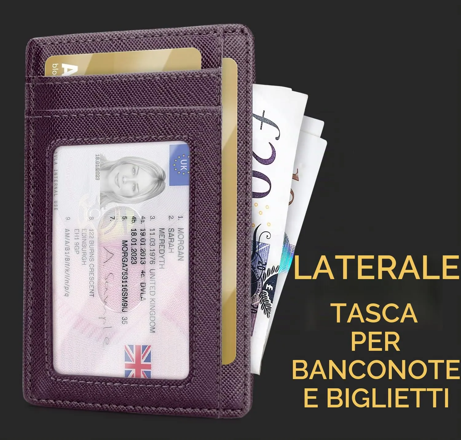 PIRNA Portafoglio Slim RFID Viola - immagine 3