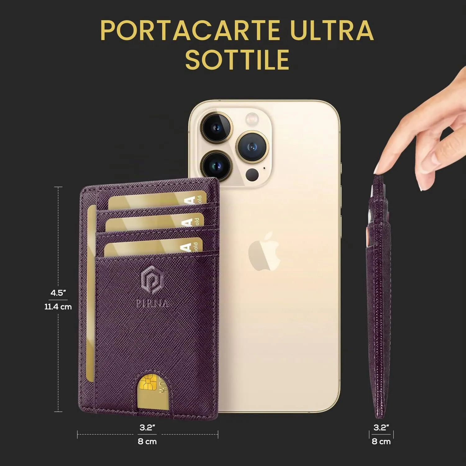 PIRNA Portafoglio Slim RFID Viola - immagine 5