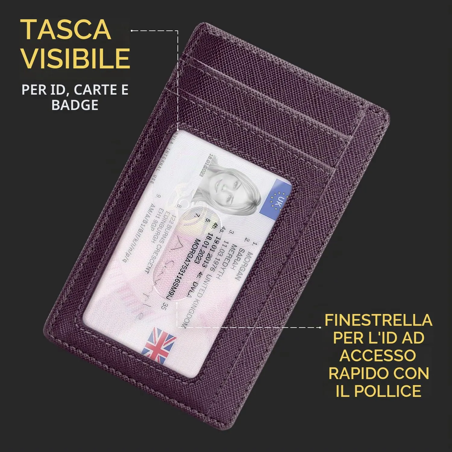 PIRNA Portafoglio Slim RFID Viola - immagine 6