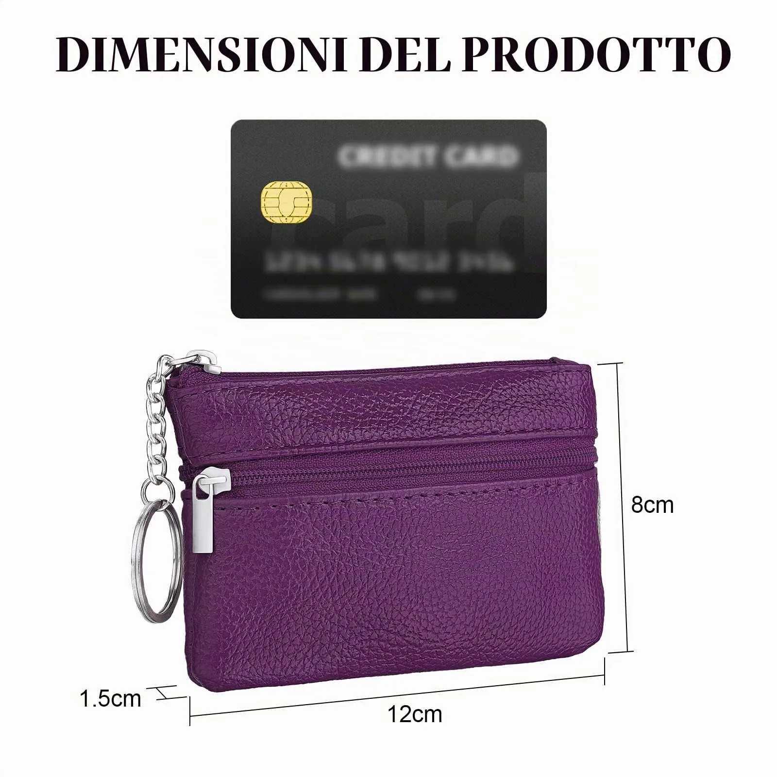 Aucuu Portafoglio in Pelle Donna Mini Portamonete con Portachiavi - immagine 2