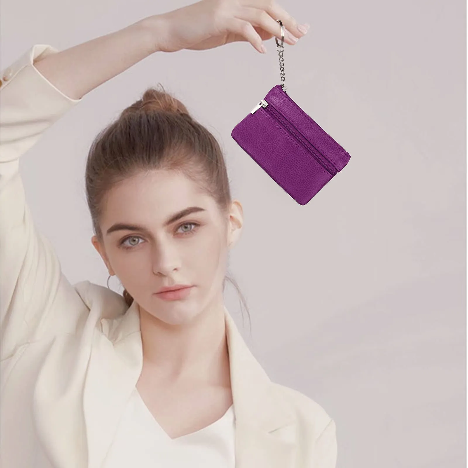 Aucuu Portafoglio in Pelle Donna Mini Portamonete con Portachiavi - immagine 9