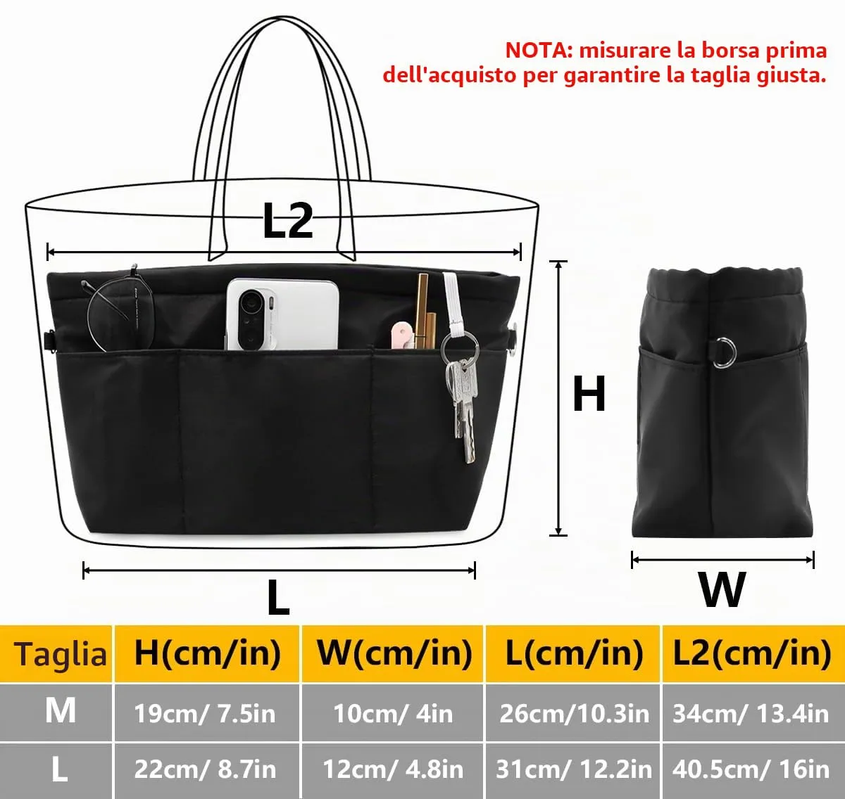 SUPRBIRD Organizzatore Borsa Donna in Nylon con Zip, Nero, Medium - immagine 3