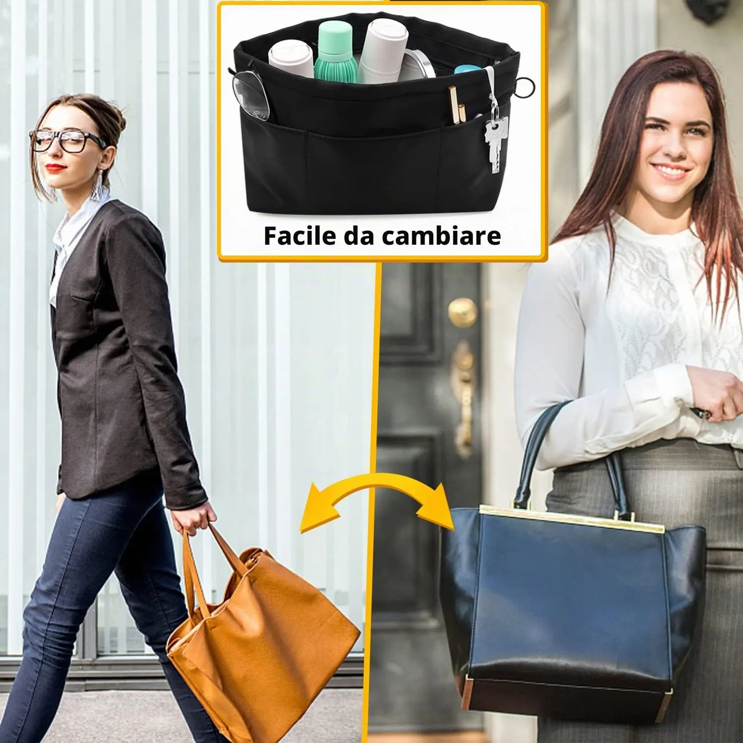 SUPRBIRD Organizzatore Borsa Donna in Nylon con Zip e Portachiavi, Nero (L) - immagine 7