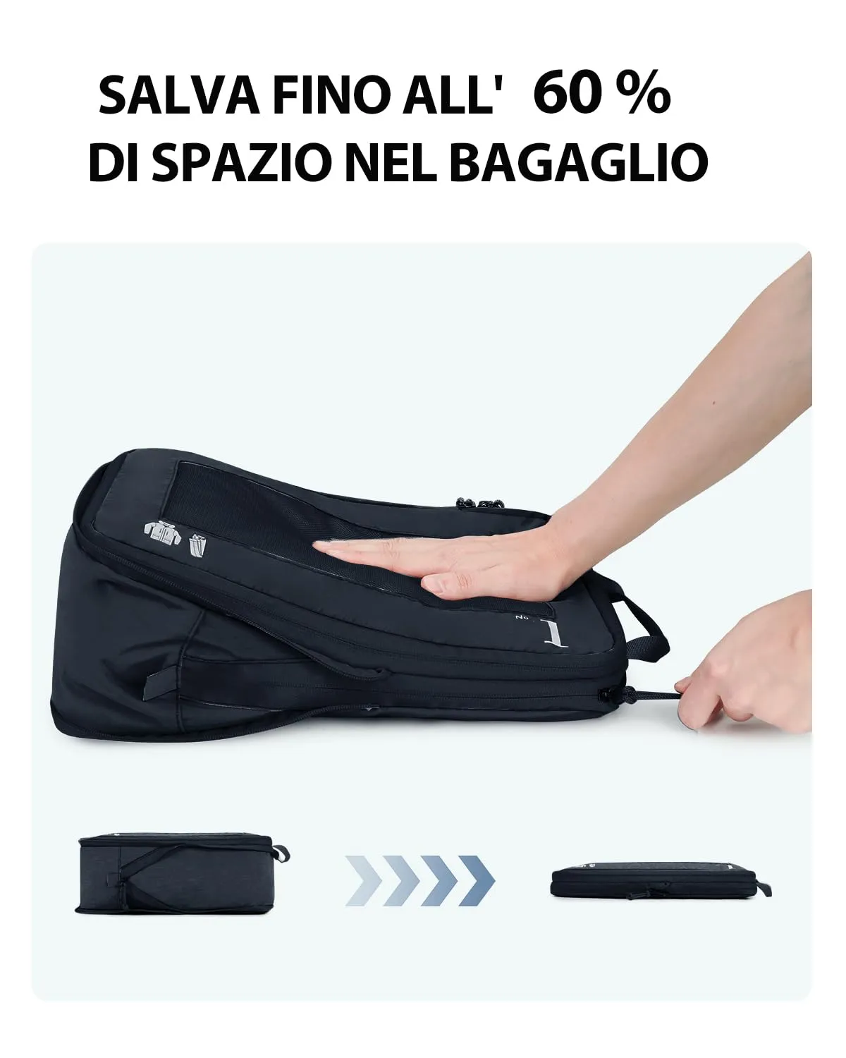 ECOHUB Set Organizer Valigia Compressione 5 Pezzi, Packing Cubes Blu Scuro - immagine 3