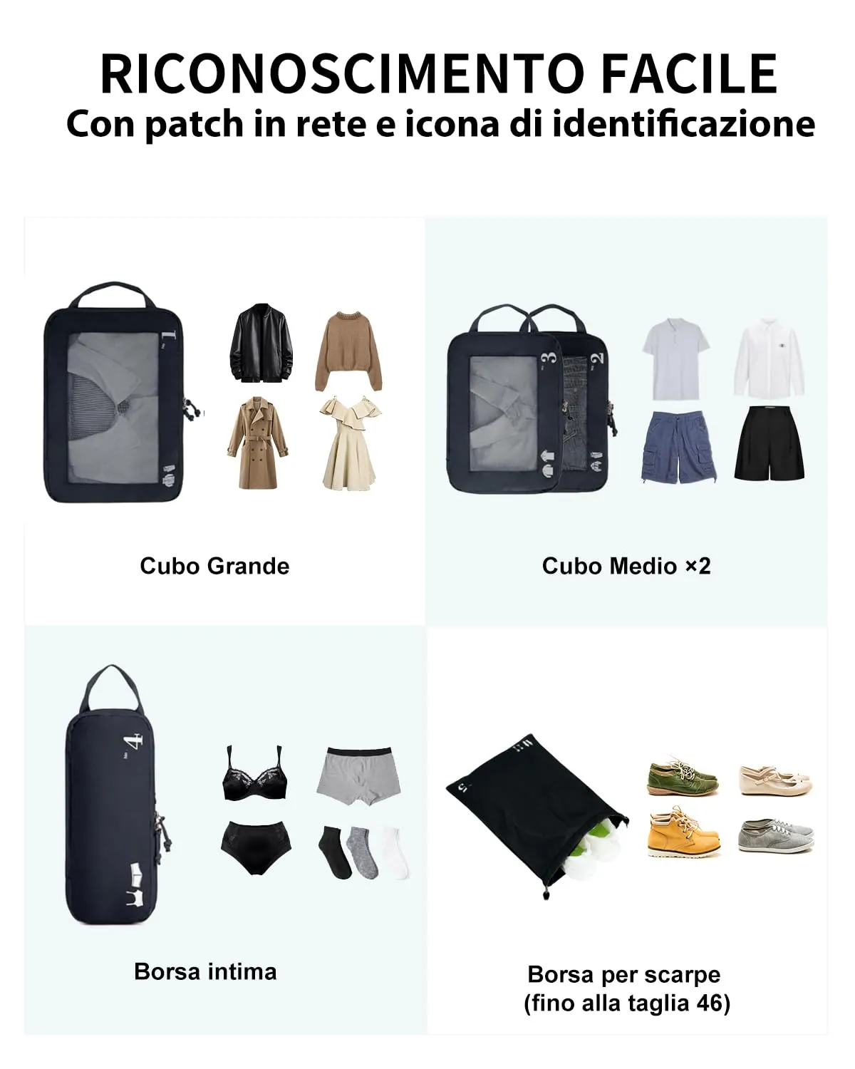 ECOHUB Set Organizer Valigia Compressione 5 Pezzi, Packing Cubes Blu Scuro - immagine 8