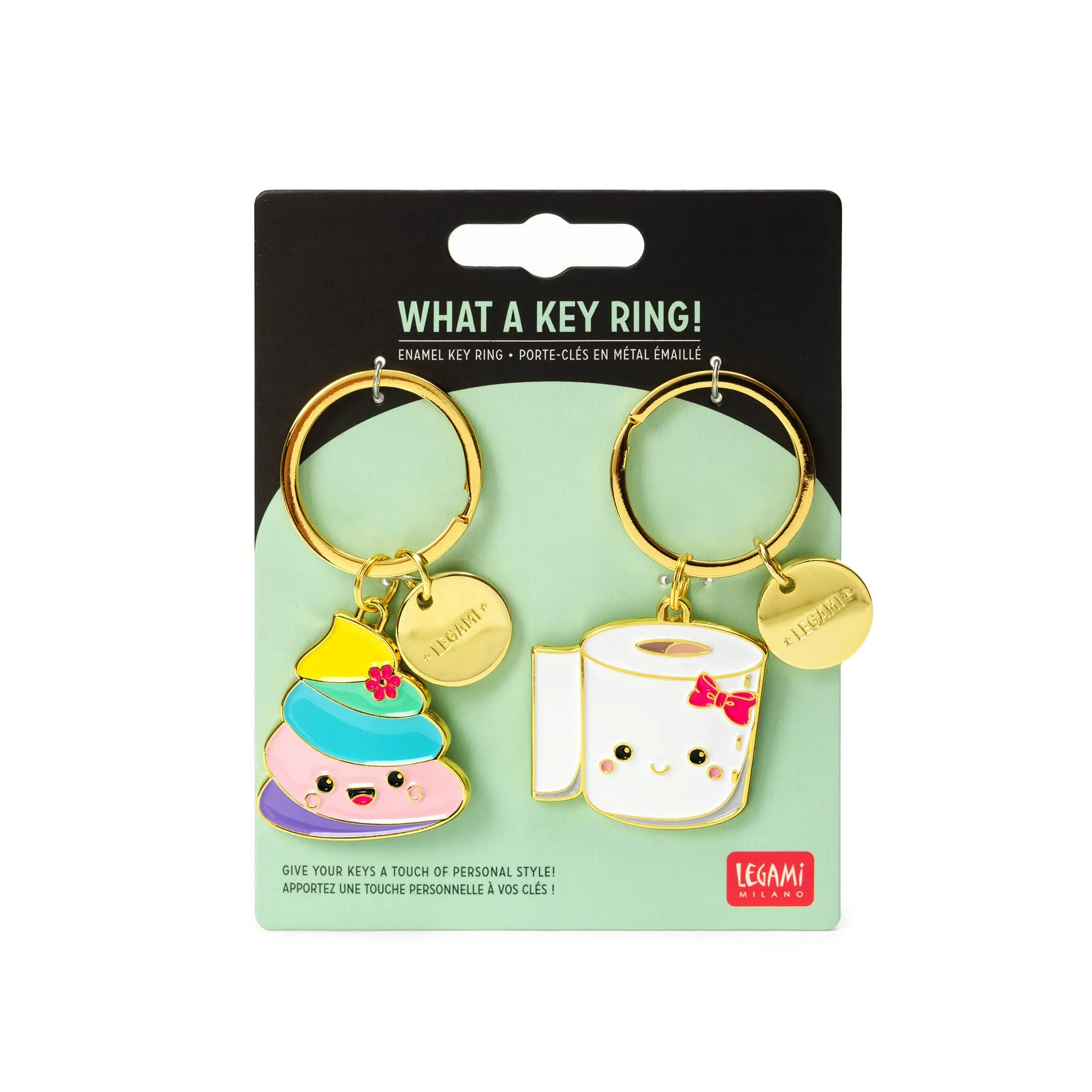 Legami What a Key Ring! Set di 2 Portachiavi in Metallo Smaltato, Tema Poo, L 7 cm - immagine 3