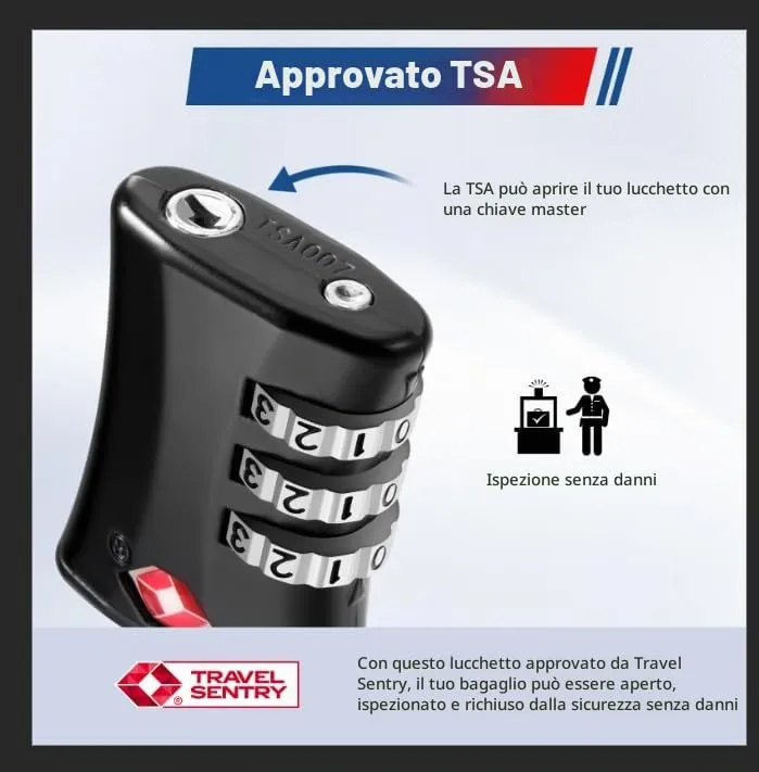 Blendura Lucchetto Valigia TSA, 2 Pezzi, 3 Cifre - immagine 2