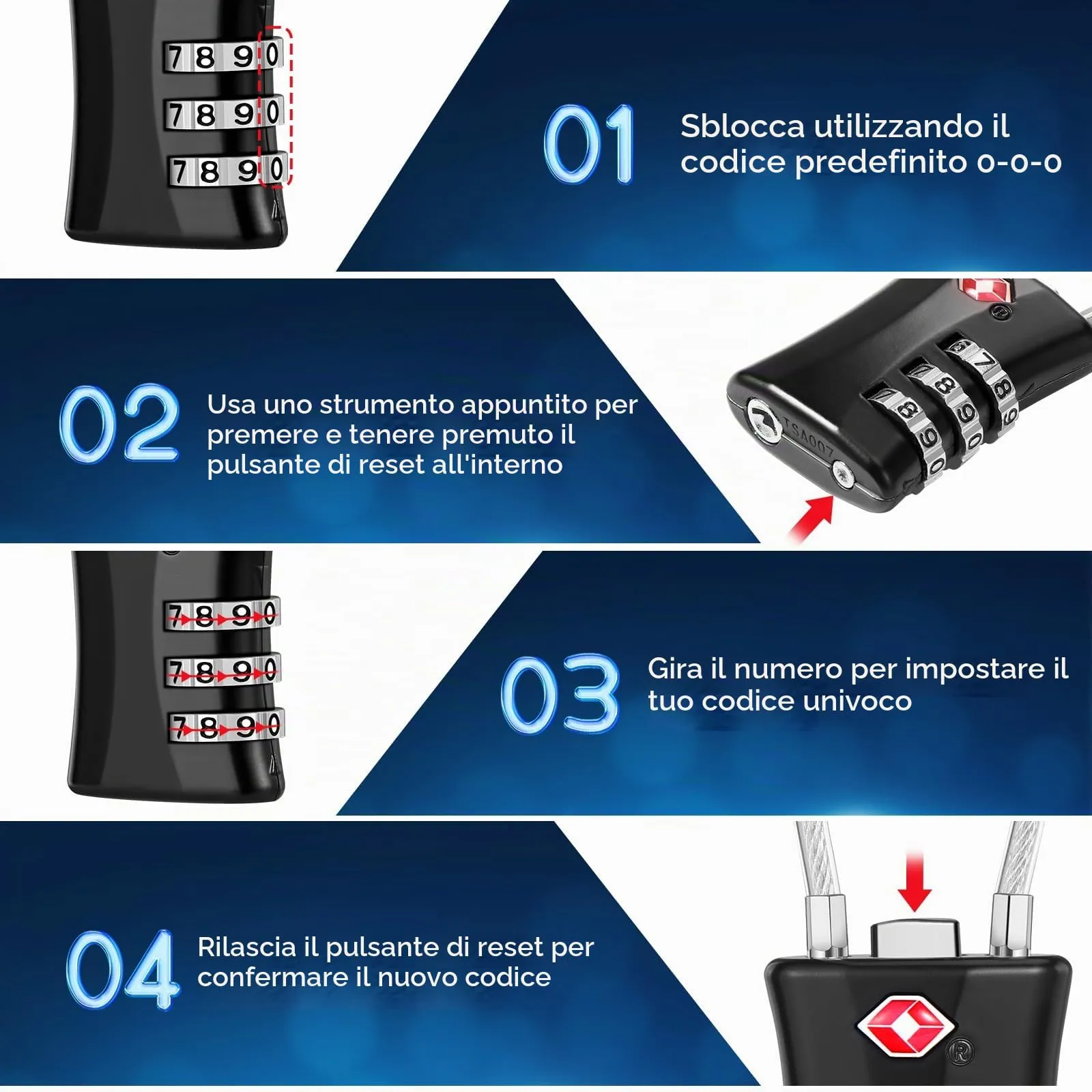 Blendura Lucchetto Valigia TSA, 2 Pezzi, 3 Cifre - immagine 5