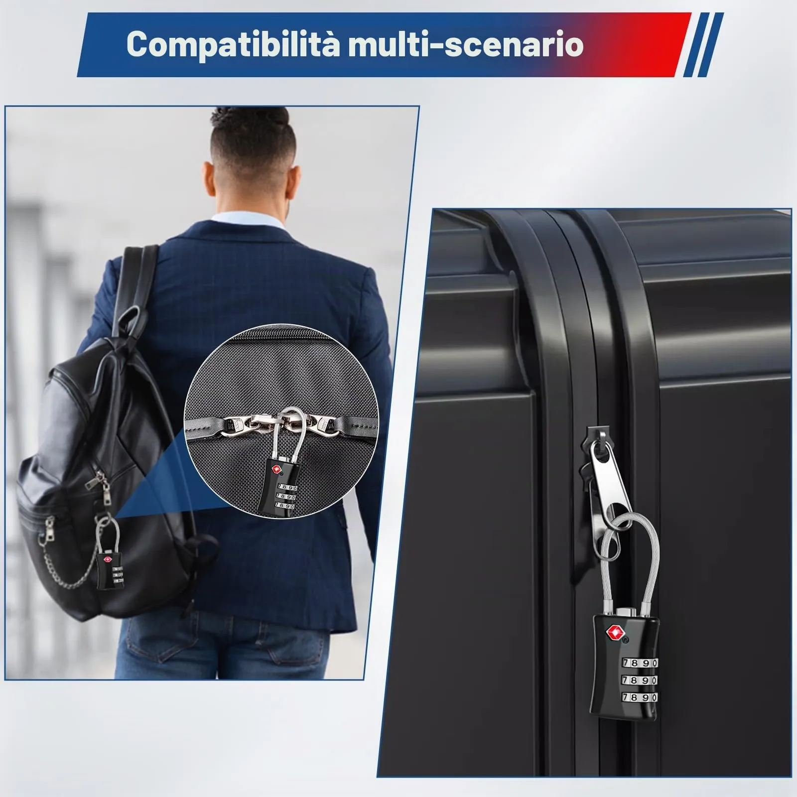 Blendura Lucchetto Valigia TSA, 2 Pezzi, 3 Cifre - immagine 6