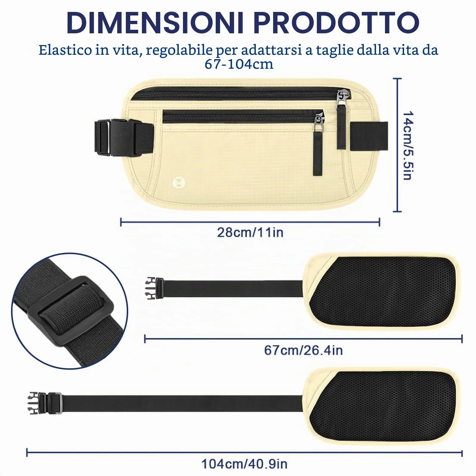 Aucuu Marsupio da Viaggio Antifurto con Blocco RFID, Ultrasottile per Uomo e Donna - immagine 2