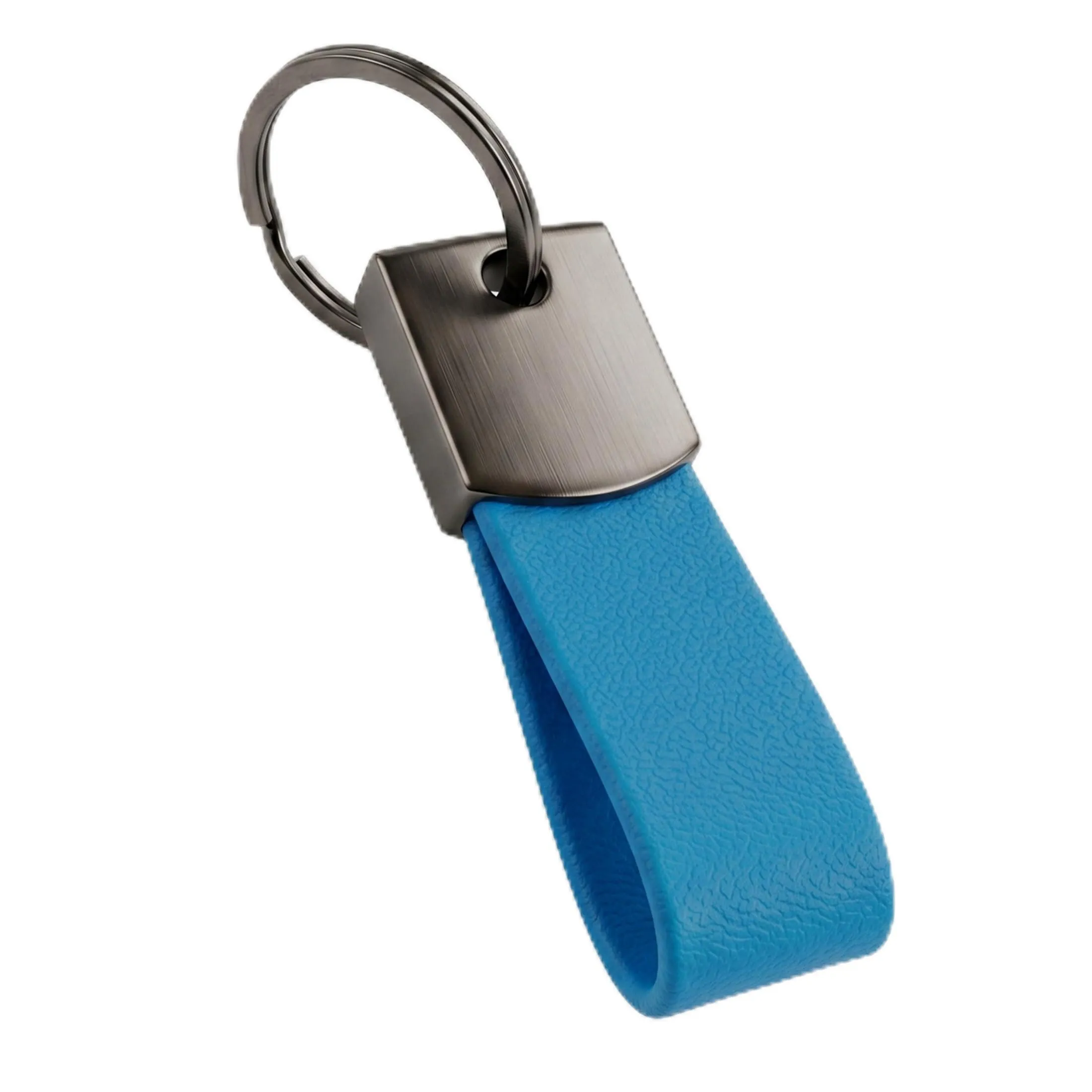 pubblimania Portachiavi in Ecopelle e Acciaio Brunito - Azzurro Capri - immagine 1