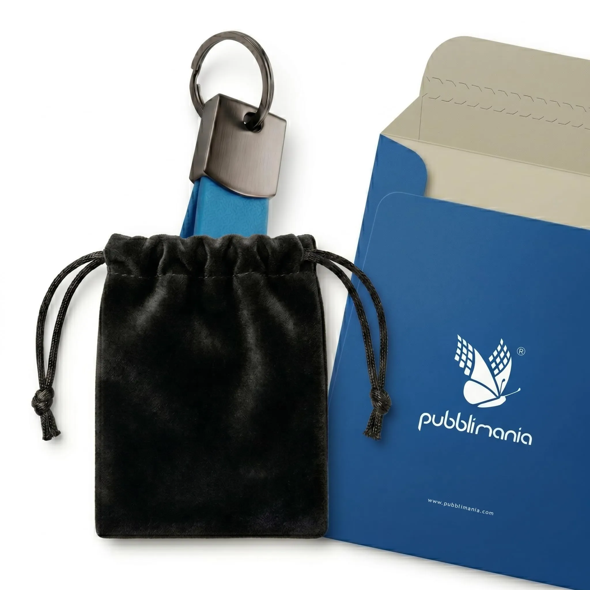 pubblimania Portachiavi in Ecopelle e Acciaio Brunito - Azzurro Capri - immagine 5