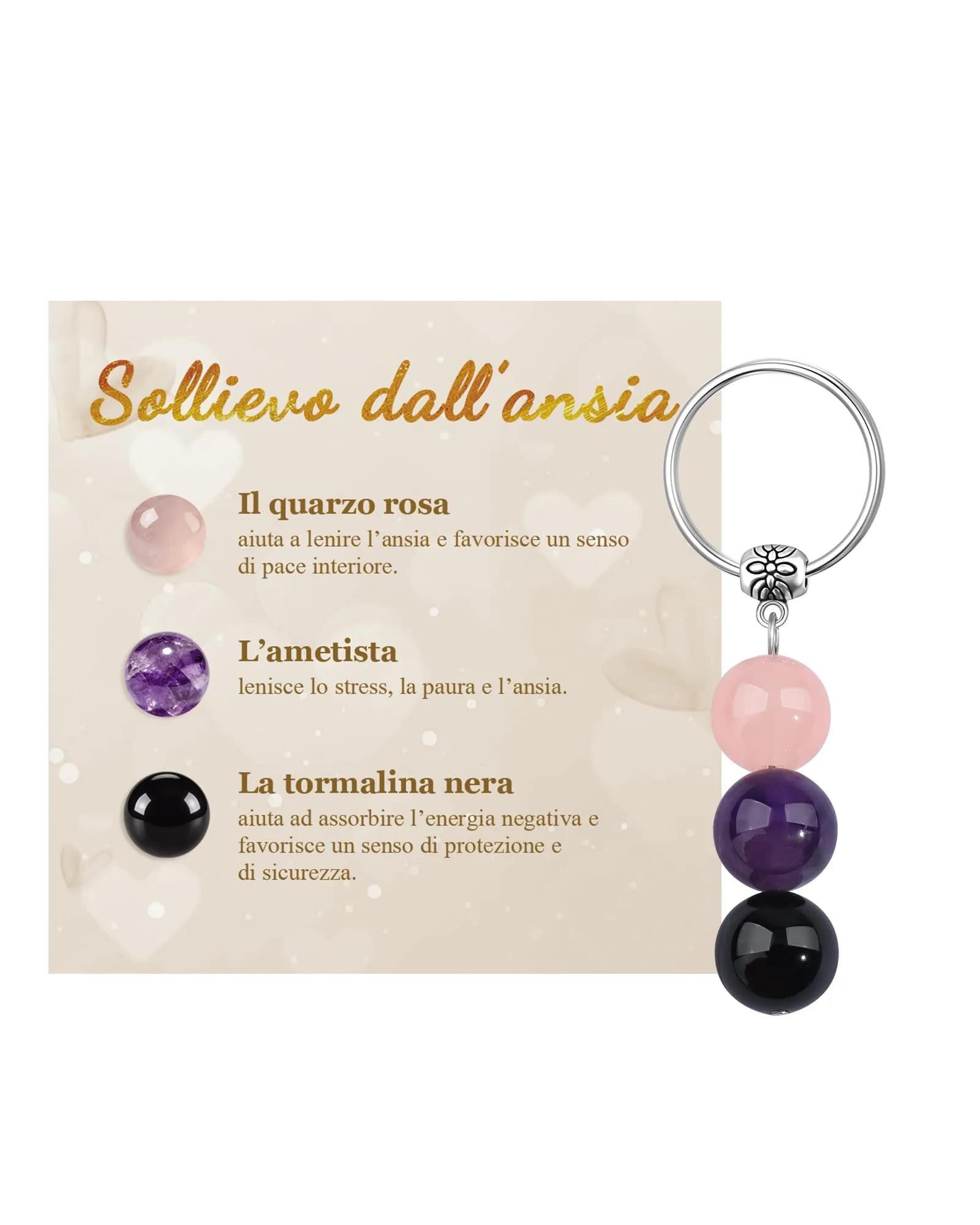 Cheerslife Portachiavi Personalizzato in Cristalli Naturali per Uomo e Donna - immagine 1