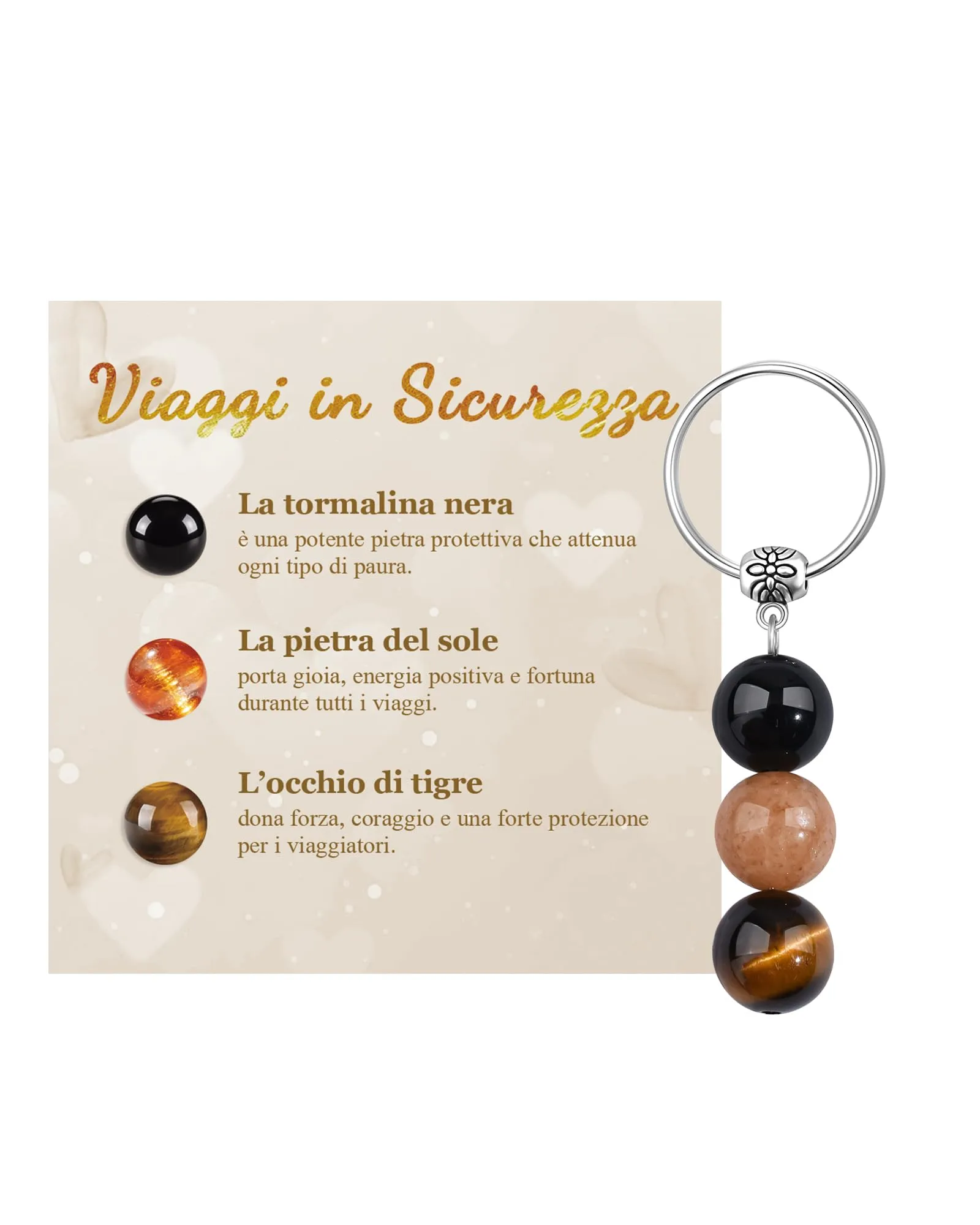 Cheerslife Portachiavi Personalizzato in Cristalli Naturali per Uomo e Donna - immagine 1