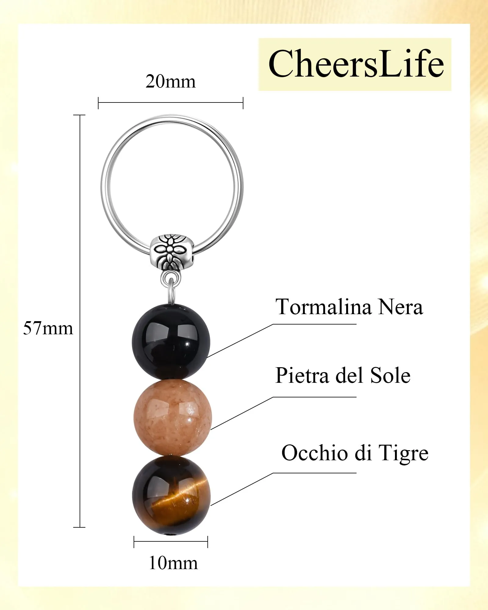 Cheerslife Portachiavi Personalizzato in Cristalli Naturali per Uomo e Donna - immagine 4
