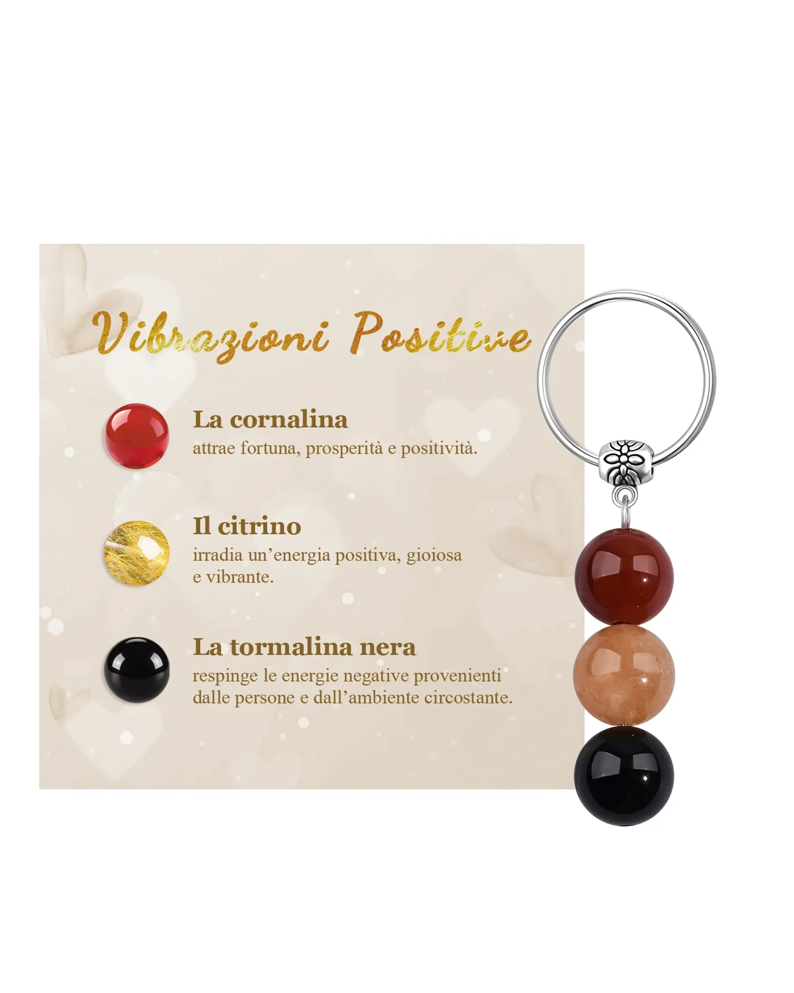 Cheerslife Portachiavi Personalizzato in Cristalli Naturali per Uomo e Donna - immagine 1