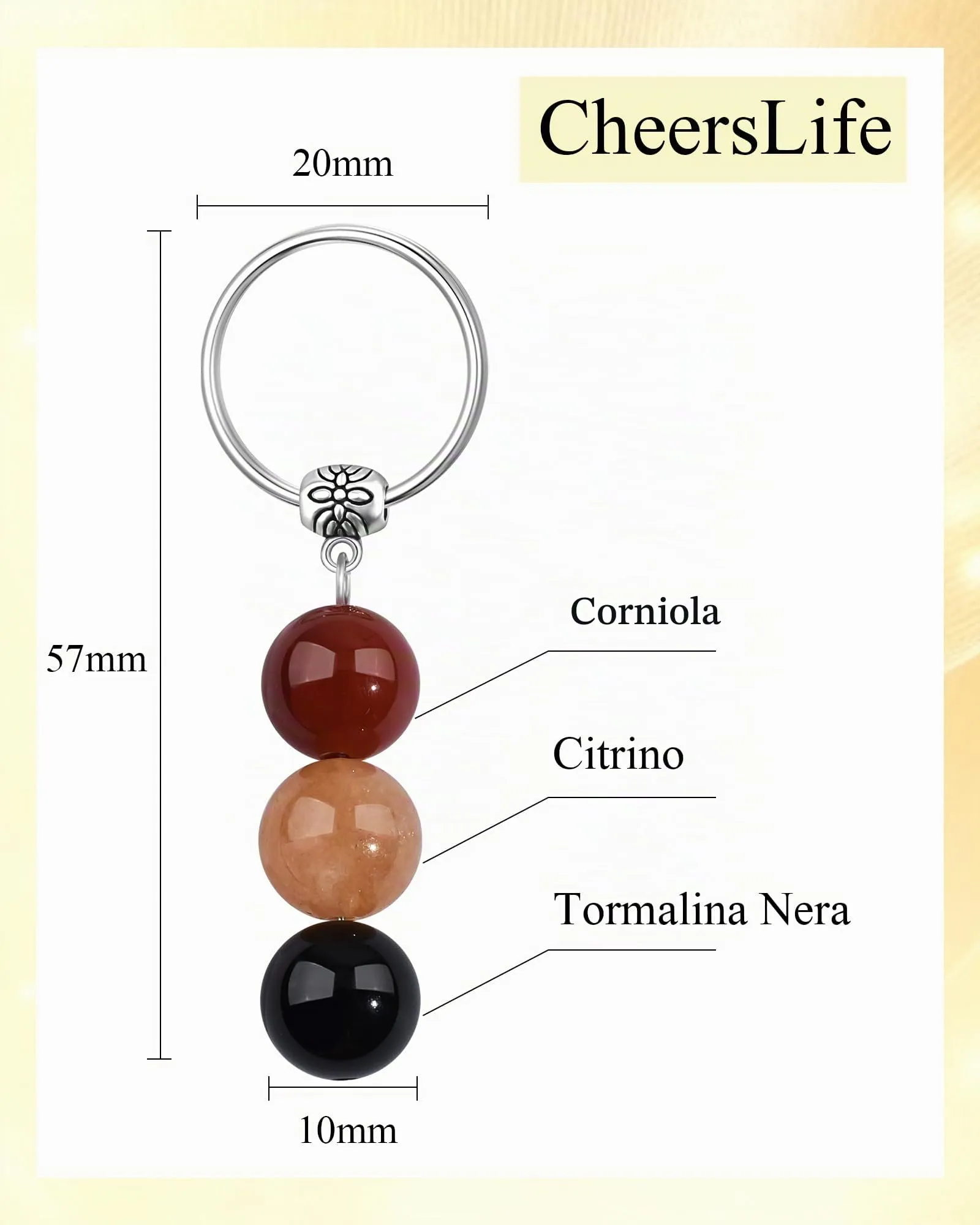 Cheerslife Portachiavi Personalizzato in Cristalli Naturali per Uomo e Donna - immagine 4
