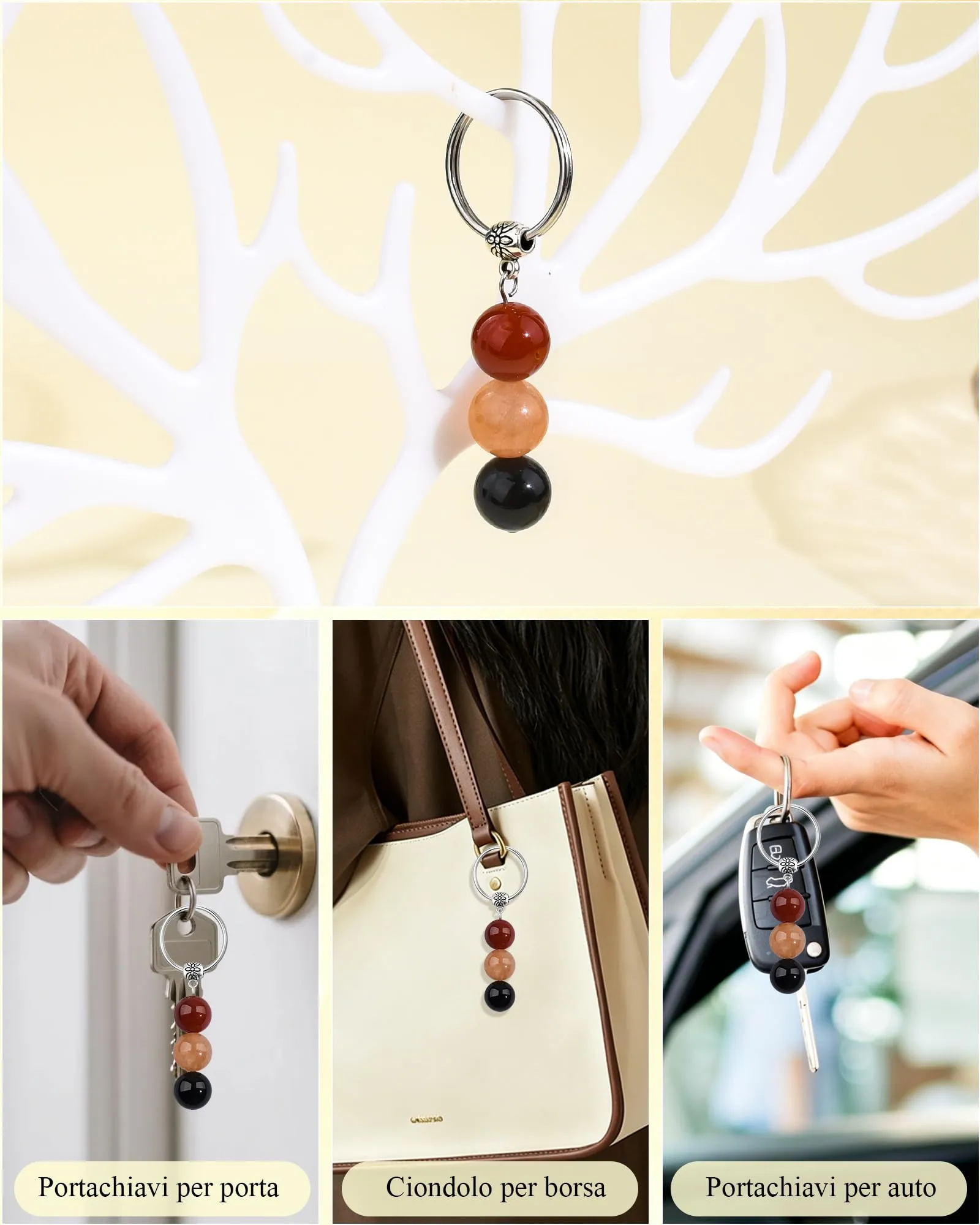 Cheerslife Portachiavi Personalizzato in Cristalli Naturali per Uomo e Donna - immagine 5