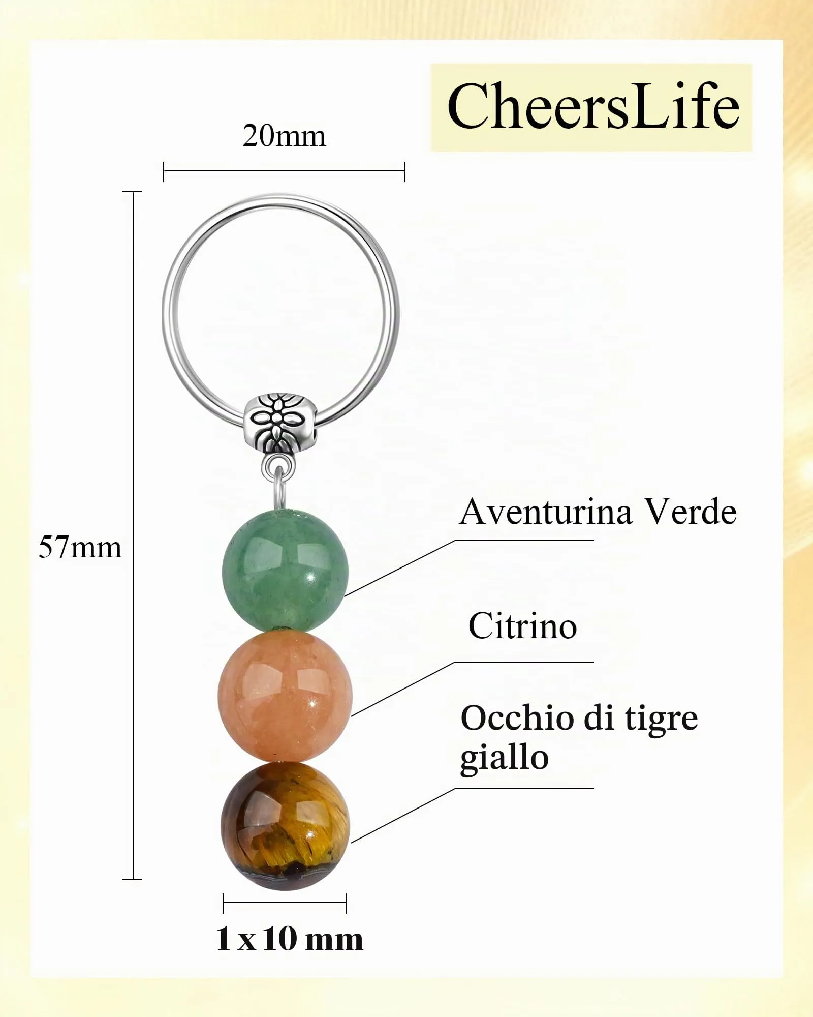 Cheerslife Portachiavi Personalizzato in Cristalli Naturali per Uomo e Donna - immagine 4