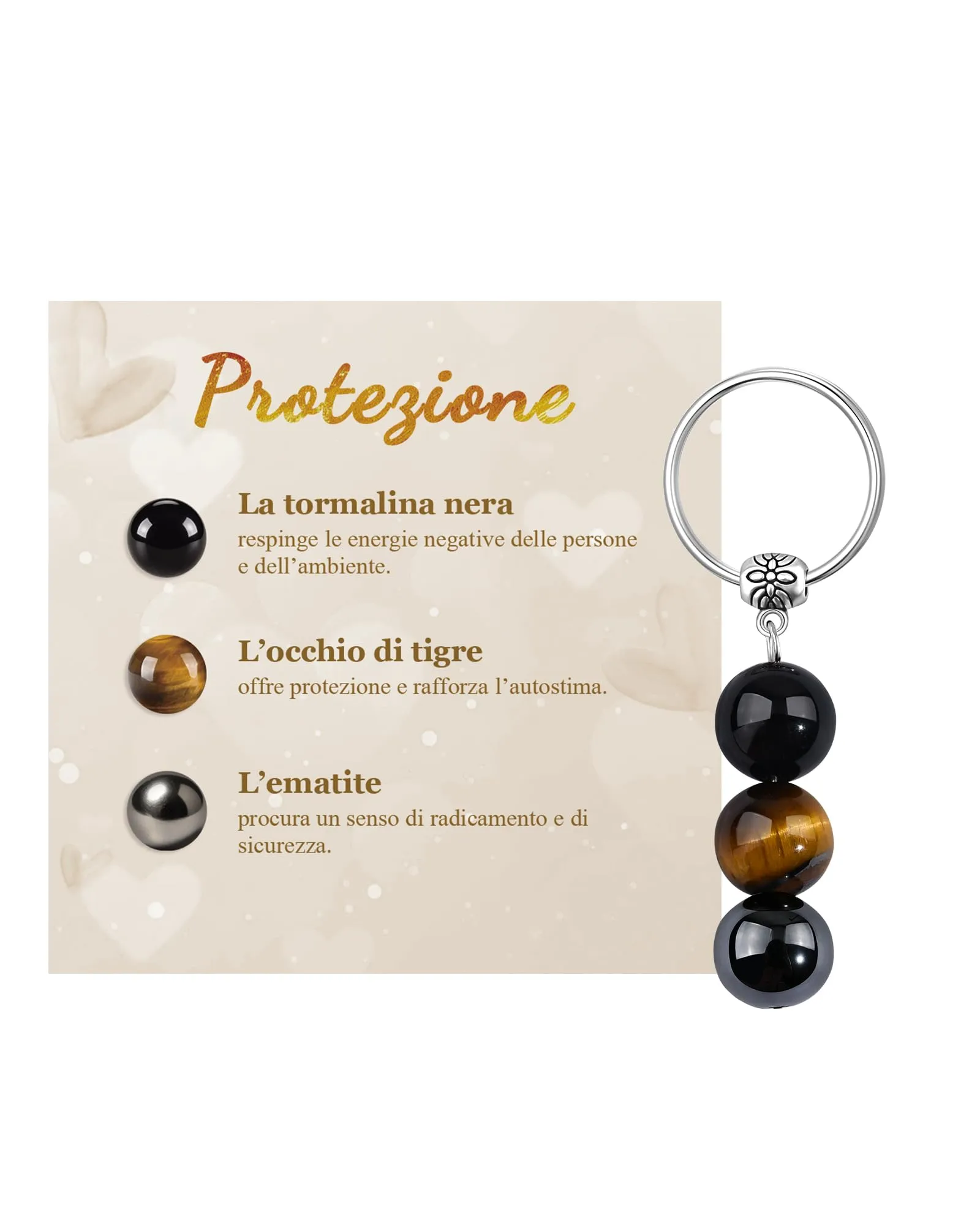 Cheerslife Portachiavi Personalizzato Cristalli Naturali Uomo - immagine 1