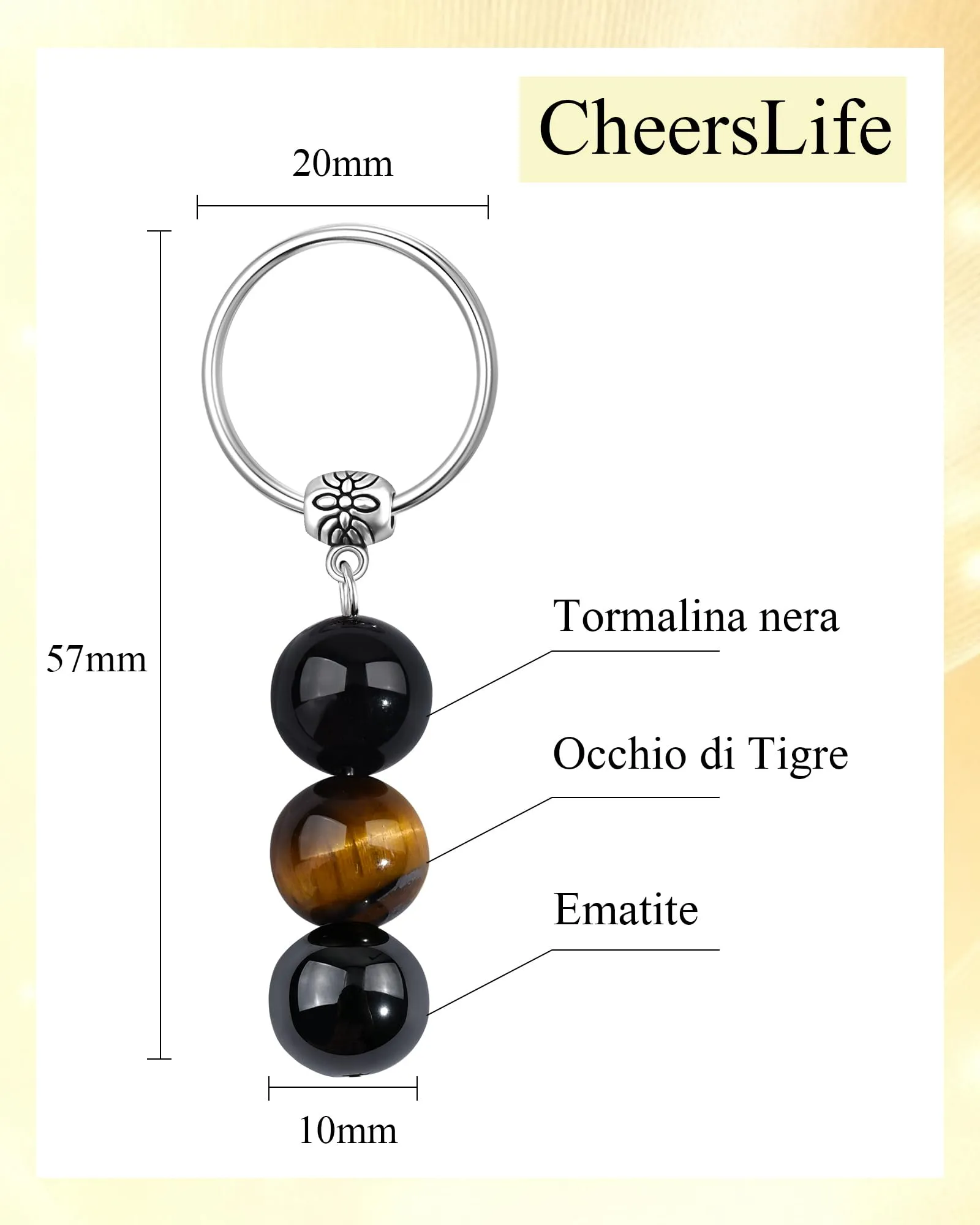 Cheerslife Portachiavi Personalizzato Cristalli Naturali Uomo - immagine 4